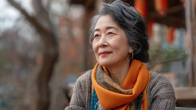 Portrait Of A Mature Asian Woman Outdoors