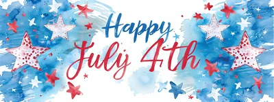 Happy July 4th Watercolor Illustration With Stars