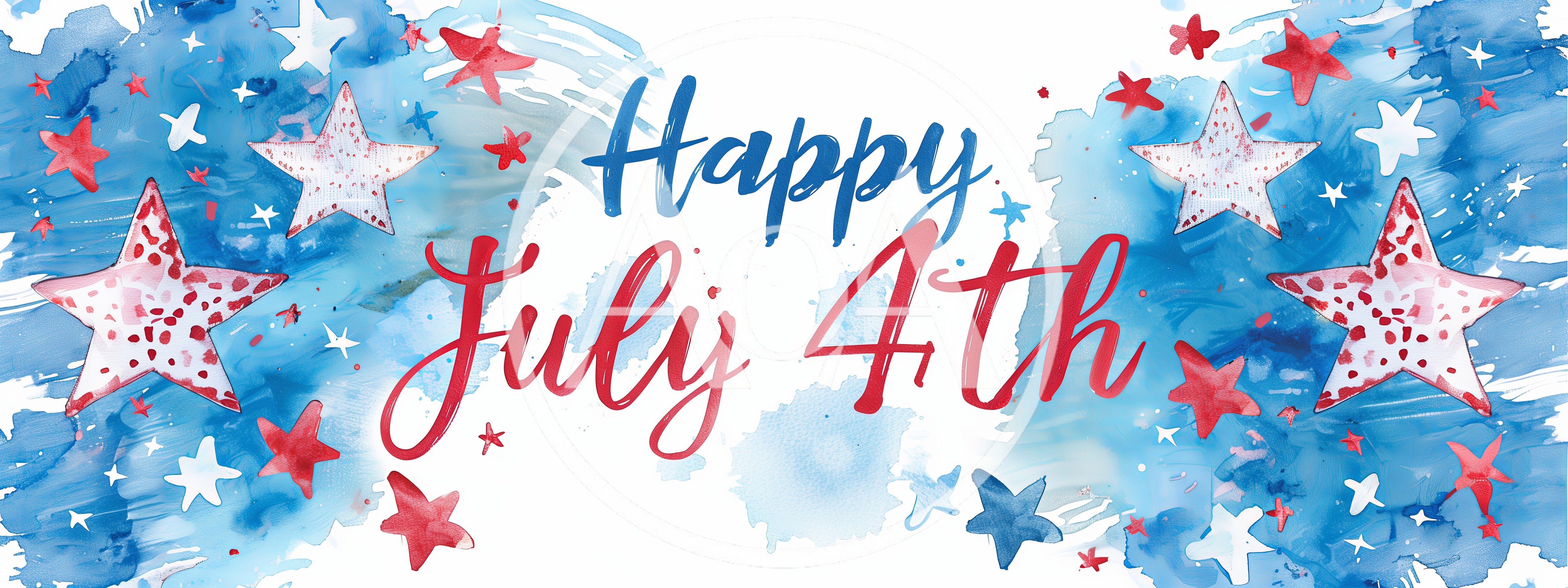 Happy July 4th Watercolor Illustration With Stars