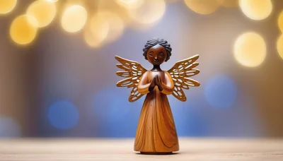 Wooden Angel Figurine With Praying Hands