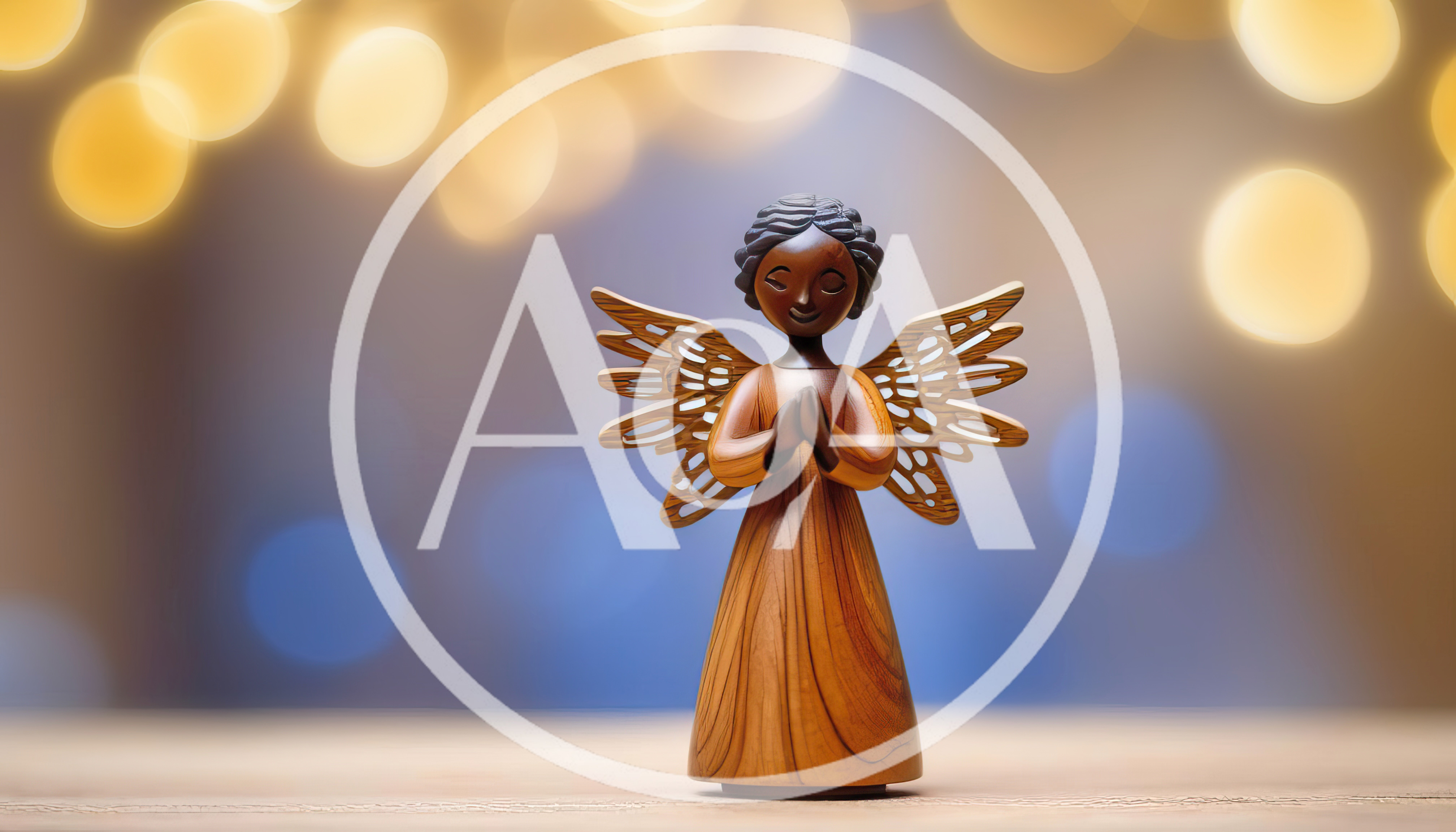 Wooden Angel Figurine With Praying Hands