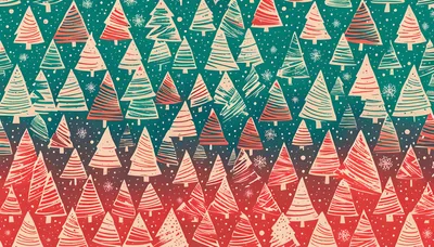 Christmas Tree Pattern With Snowflakes And Gradient Background
