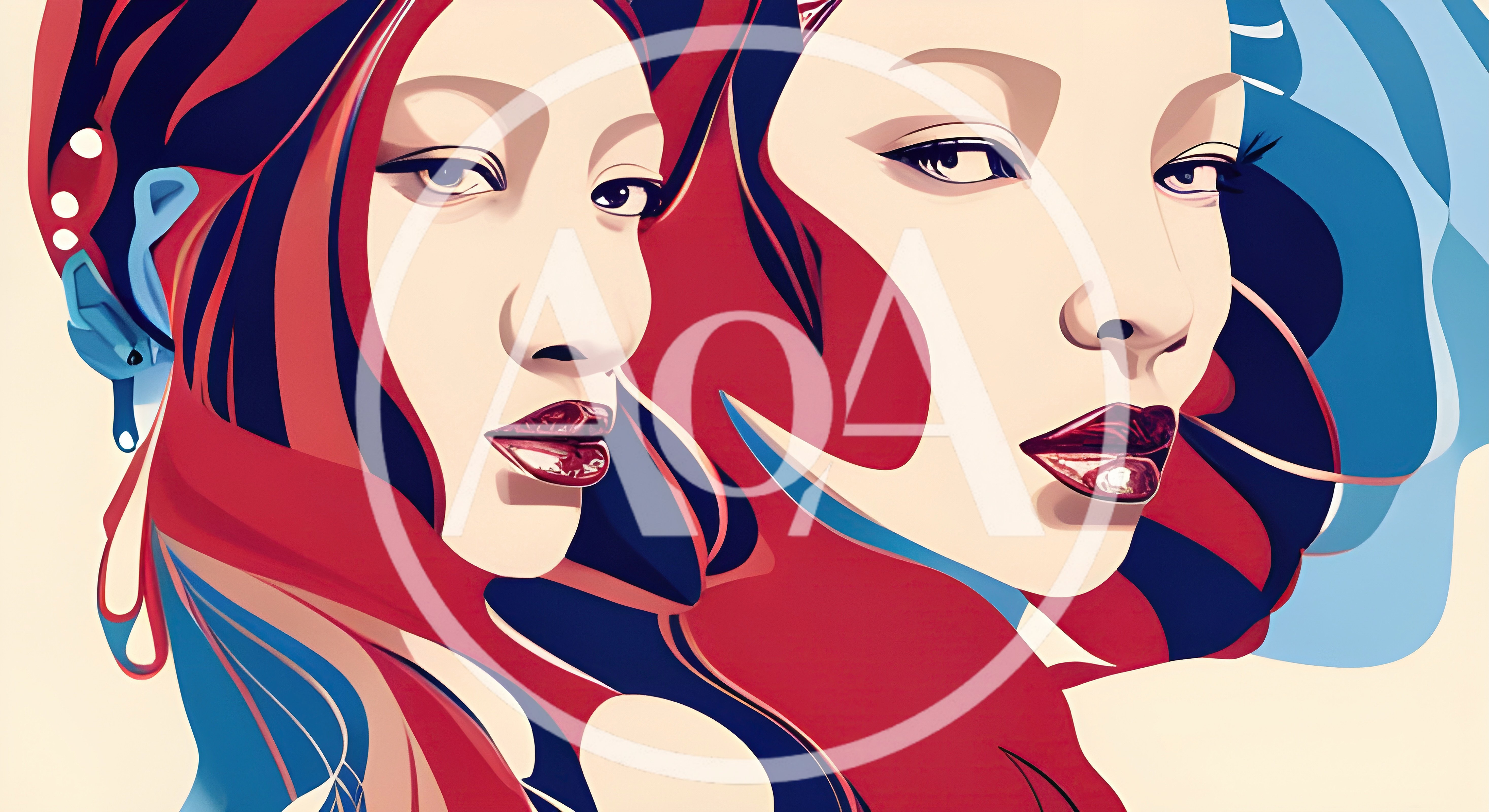 Stylized Digital Illustration Of Two Women Faces