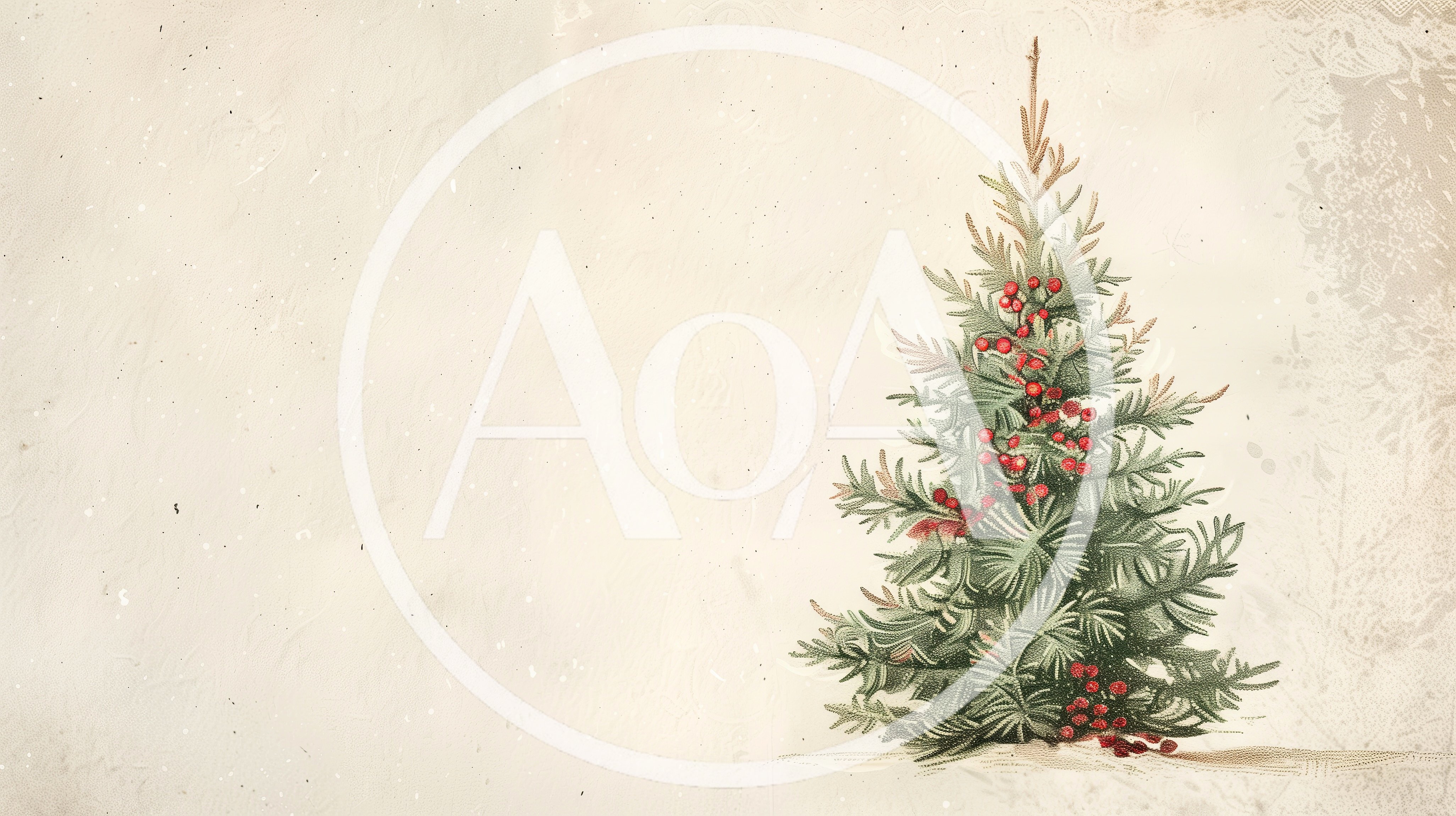 Vintage Style Christmas Tree Illustration On Textured Paper