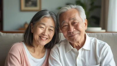 Portrait Of A Happy Senior Asian Couple