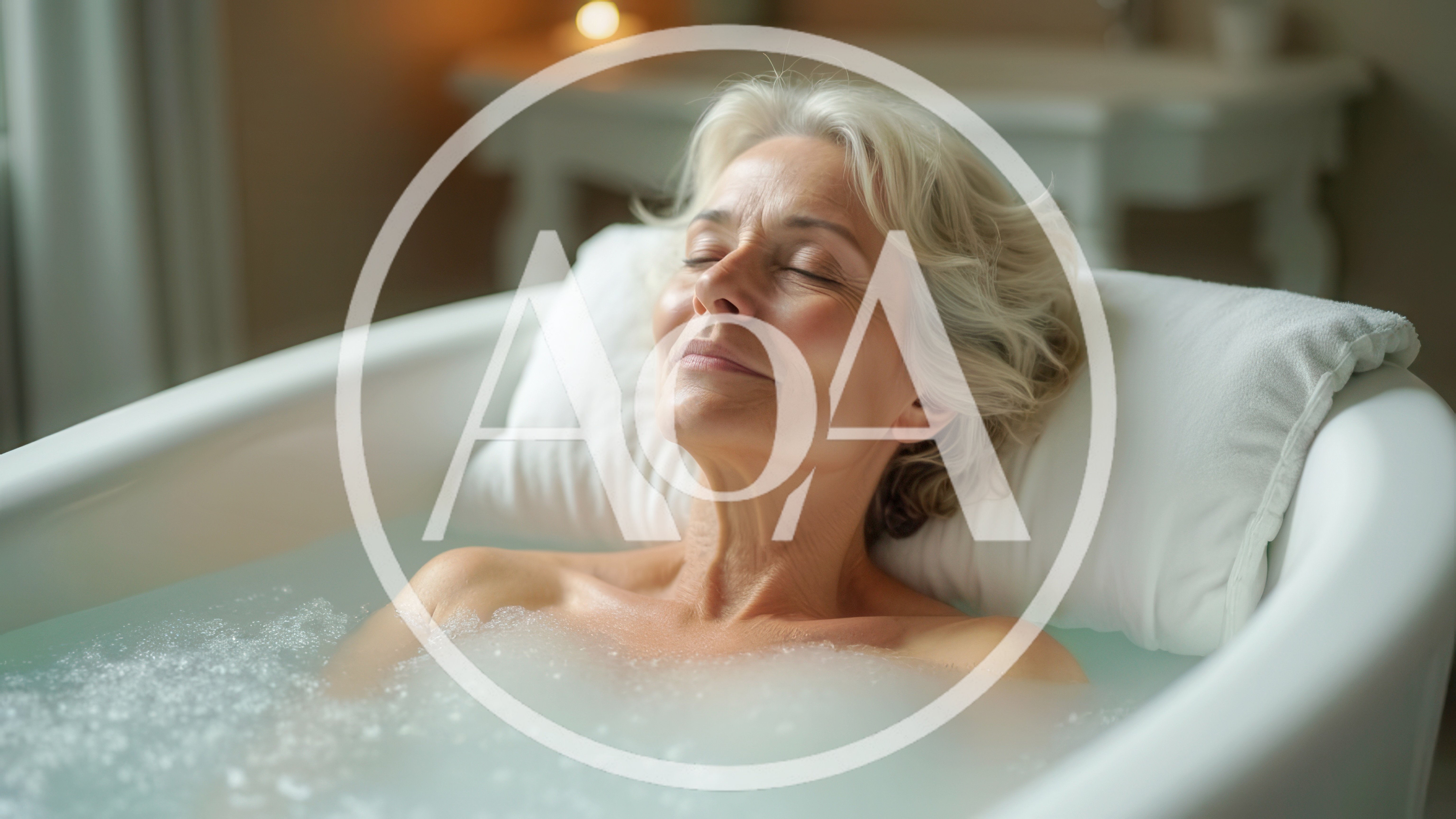 Mature Woman Relaxing In A Bubble Bath