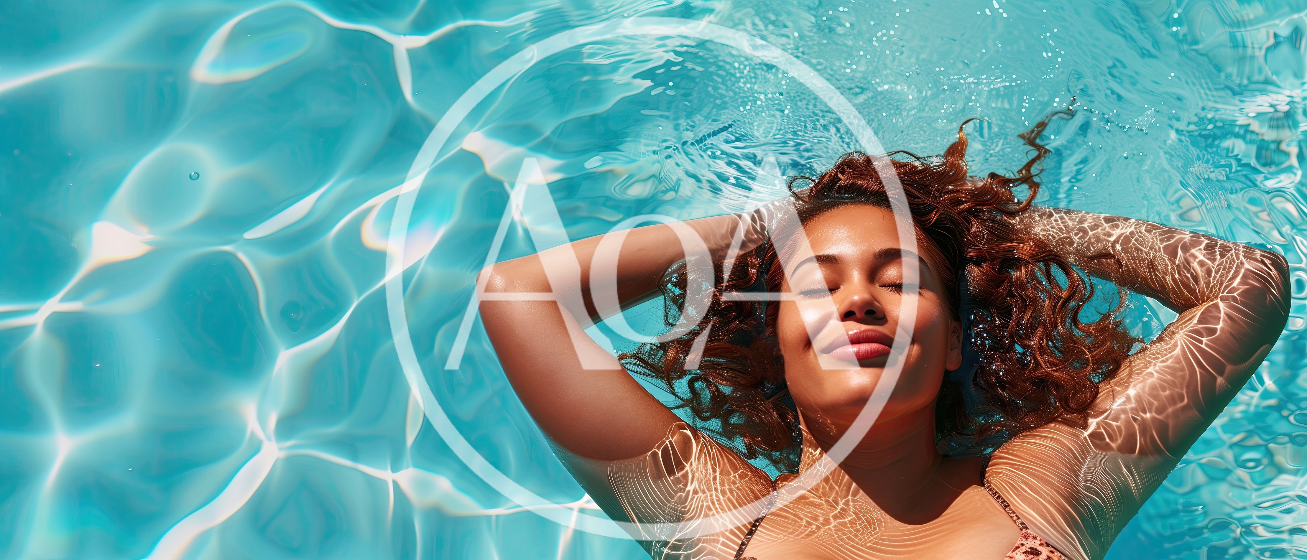 Woman Relaxing In Swimming Pool Water