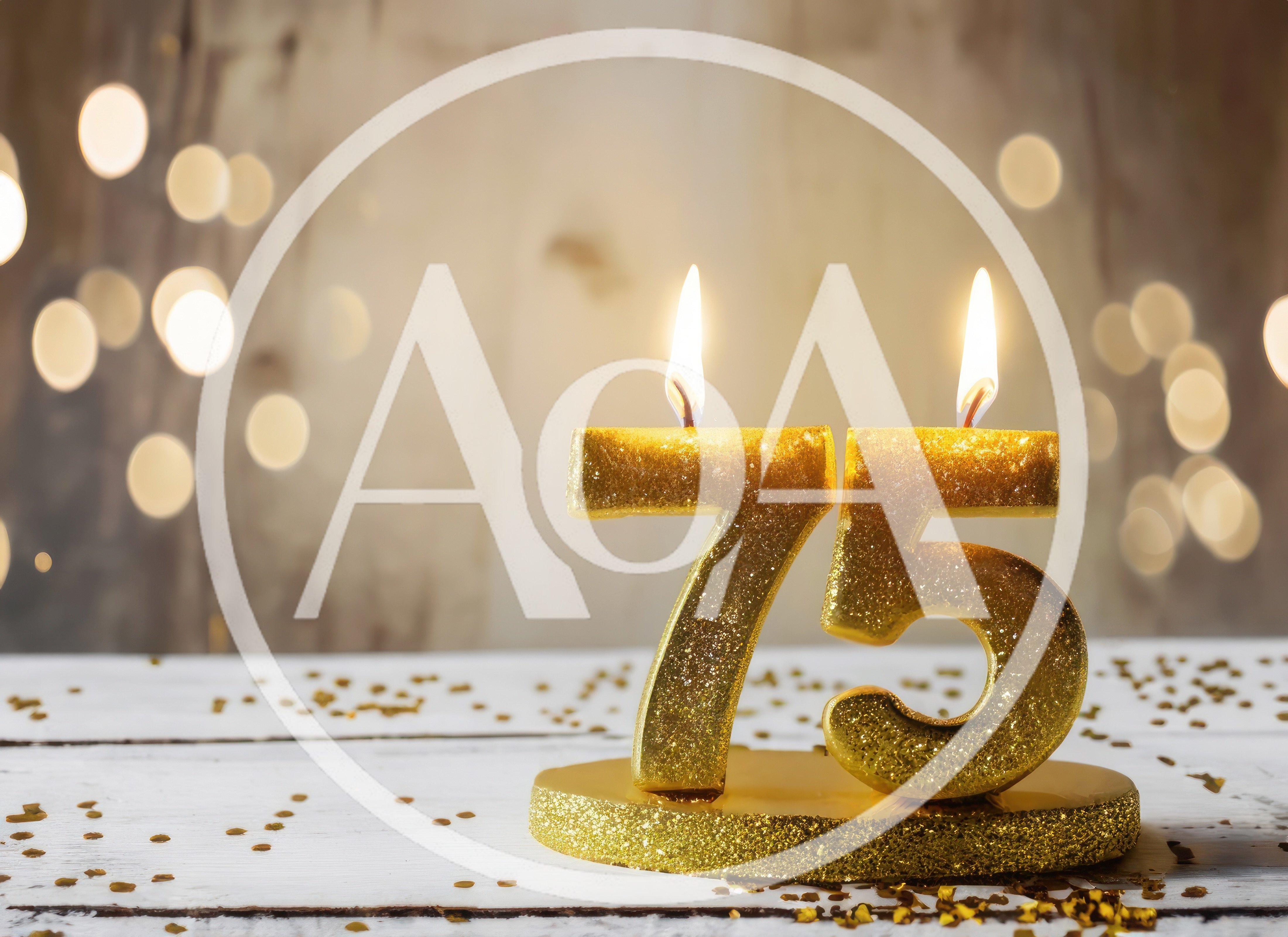Gold Glittering Number 75 Birthday Candles
