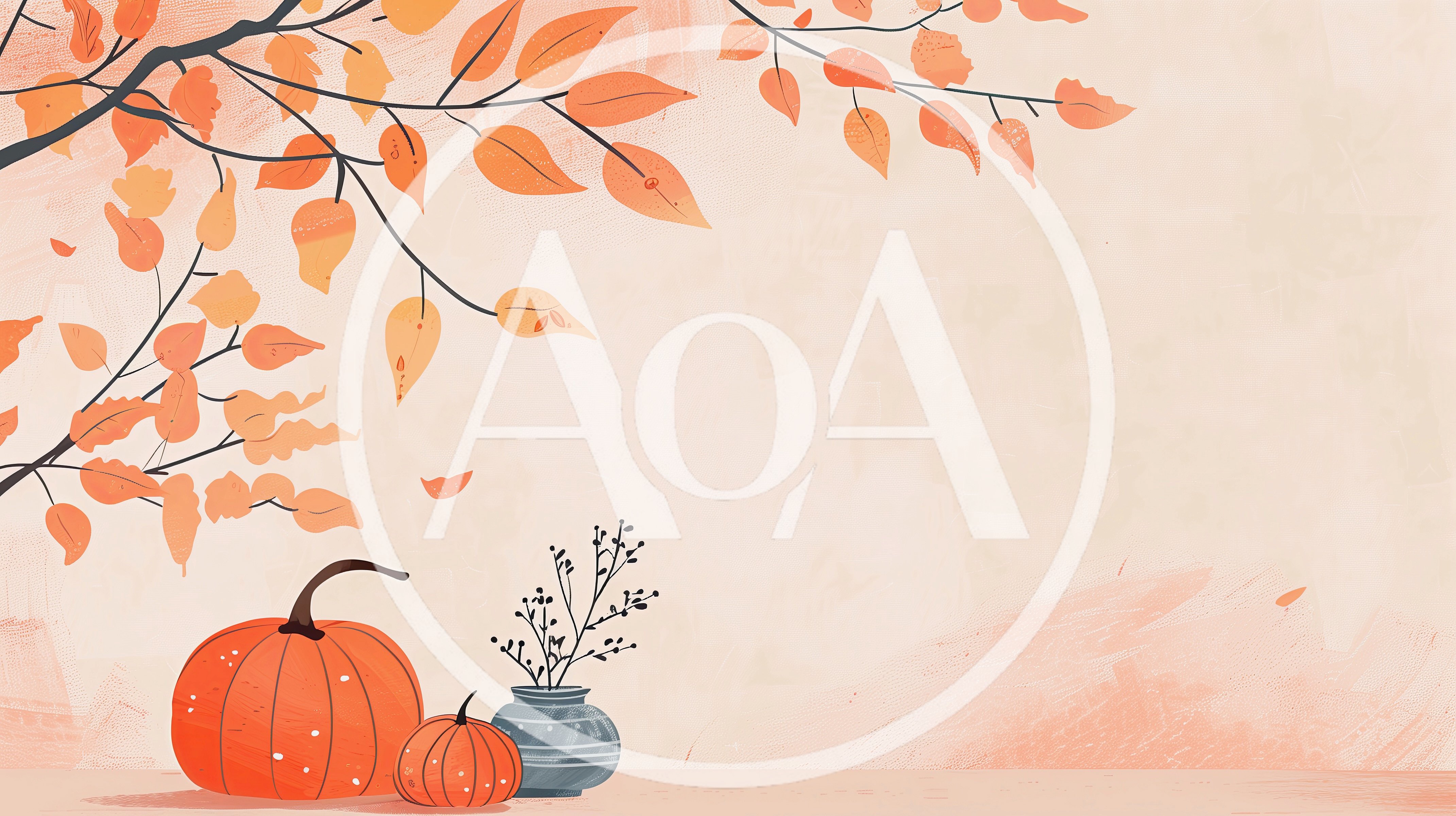 Autumnal Still Life With Pumpkins And Fall Foliage