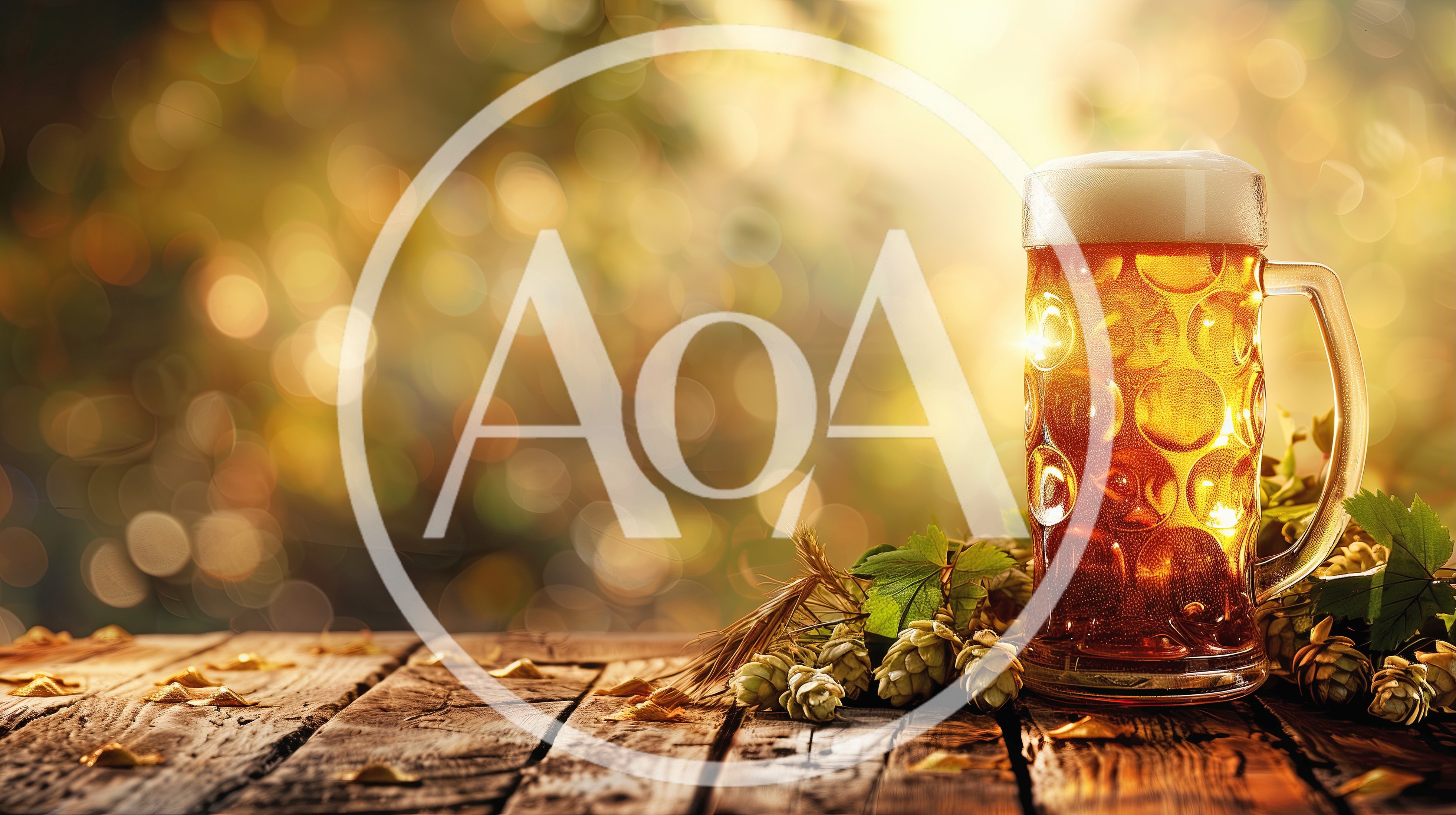 Glass Mug Of Beer With Hops On Wooden Table
