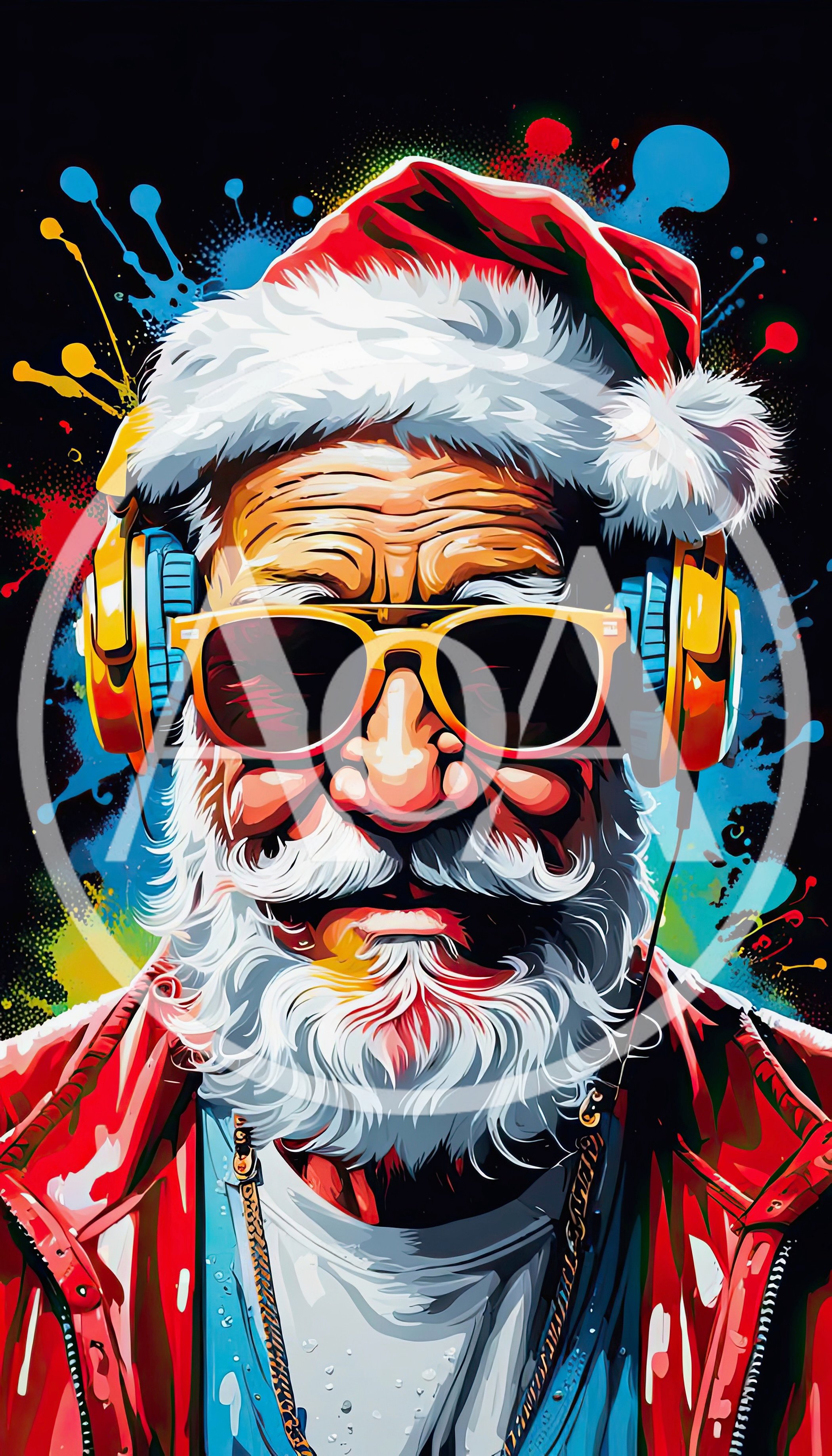 Cool Santa Claus Wearing Headphones And Sunglasses
