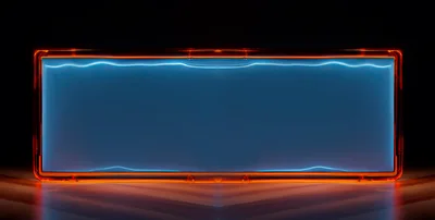 Rectangular Neon Light Frame With Glowing Blue Center
