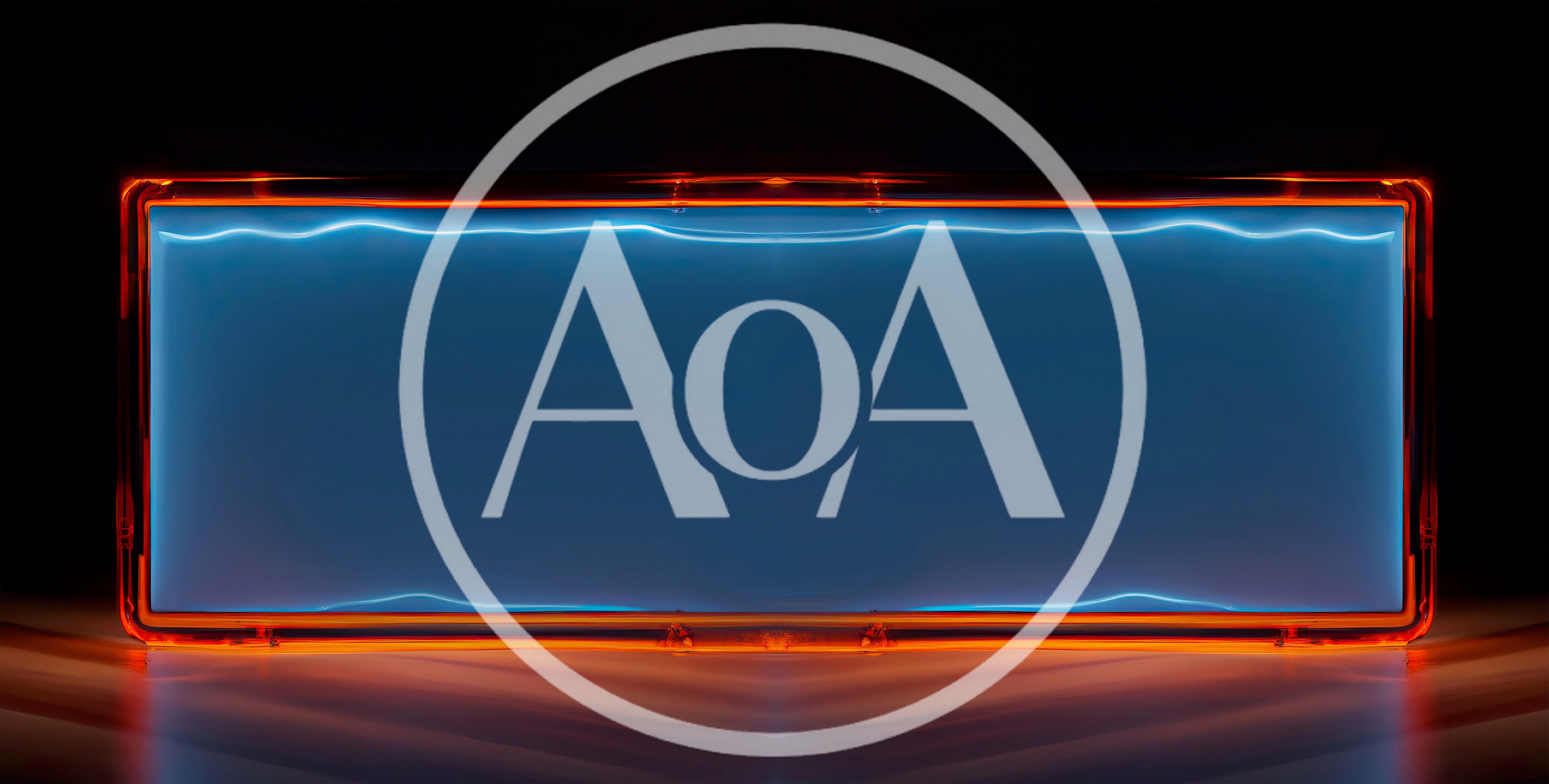 Rectangular Neon Light Frame With Glowing Blue Center