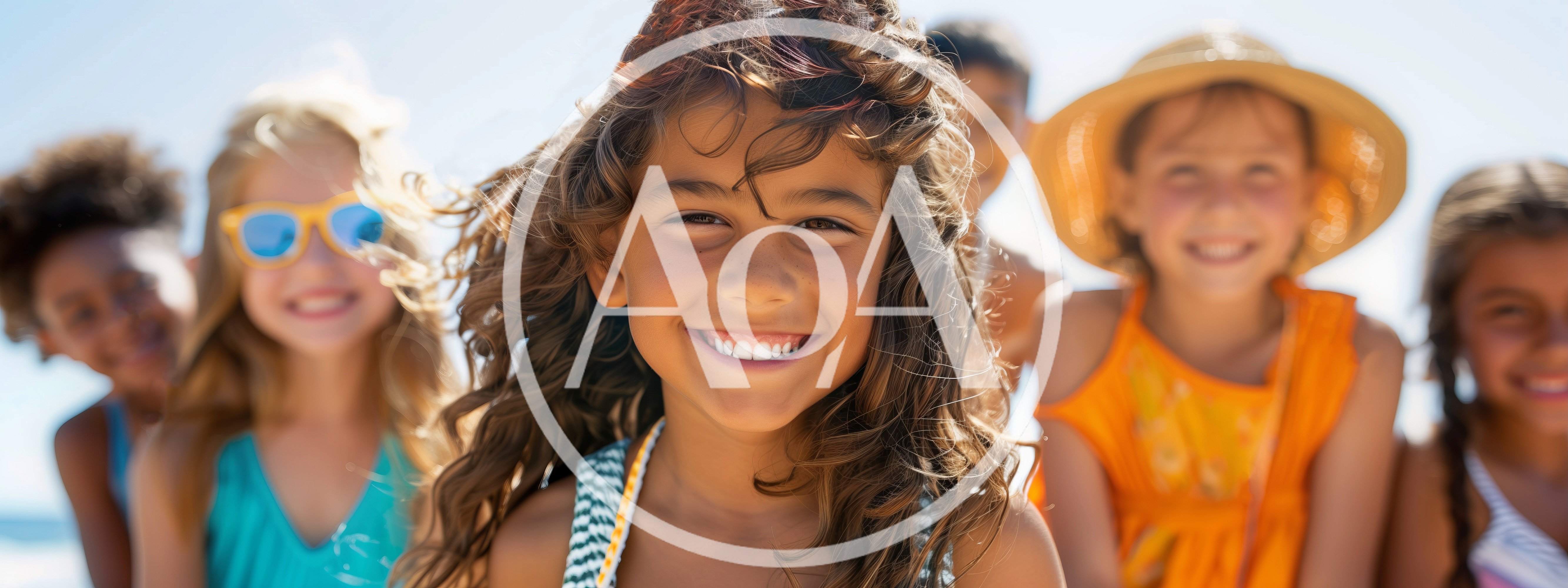 Group of Diverse Children Smiling Together at the Beach