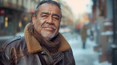 Portrait Of A Mature Hispanic Man In Winter