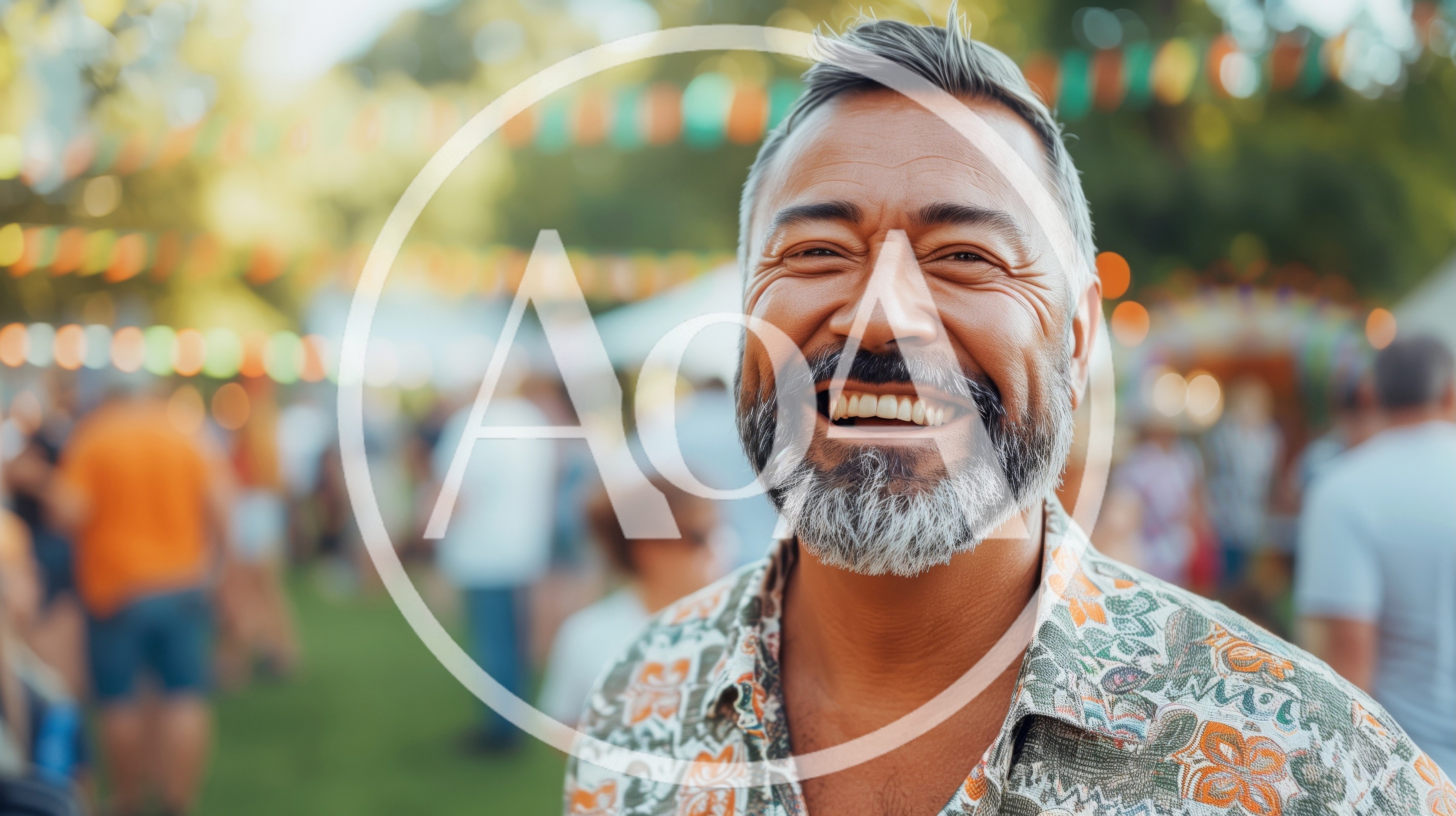 Middle Aged Man Smiling At Outdoor Summer Festival