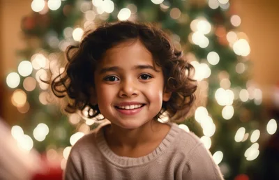 Portrait Of A Smiling Young Girl At Christmas