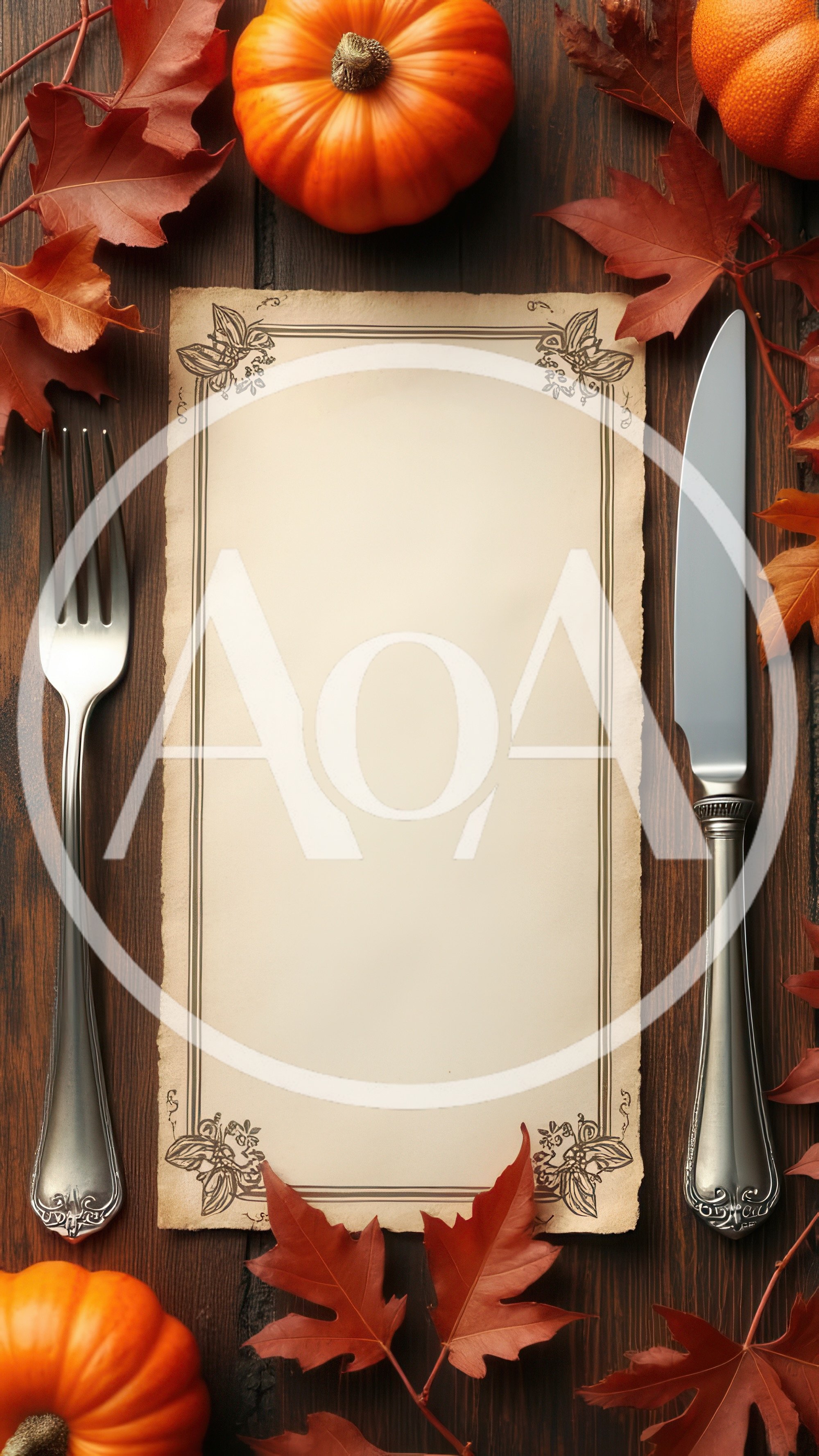 Thanksgiving Menu Template With Pumpkins And Autumn Leaves