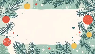Christmas Holiday Frame With Pine Branches And Ornaments