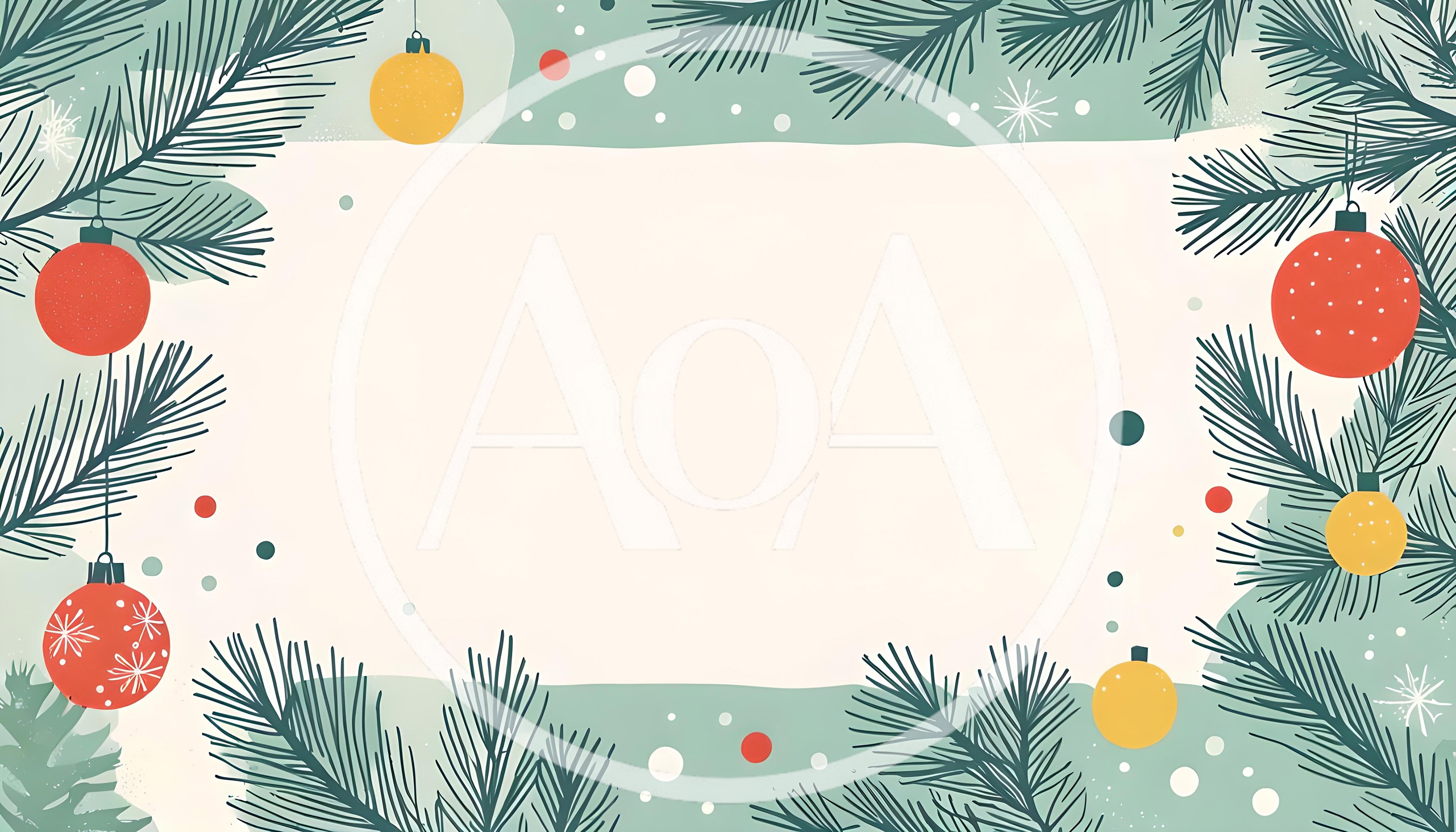 Christmas Holiday Frame With Pine Branches And Ornaments