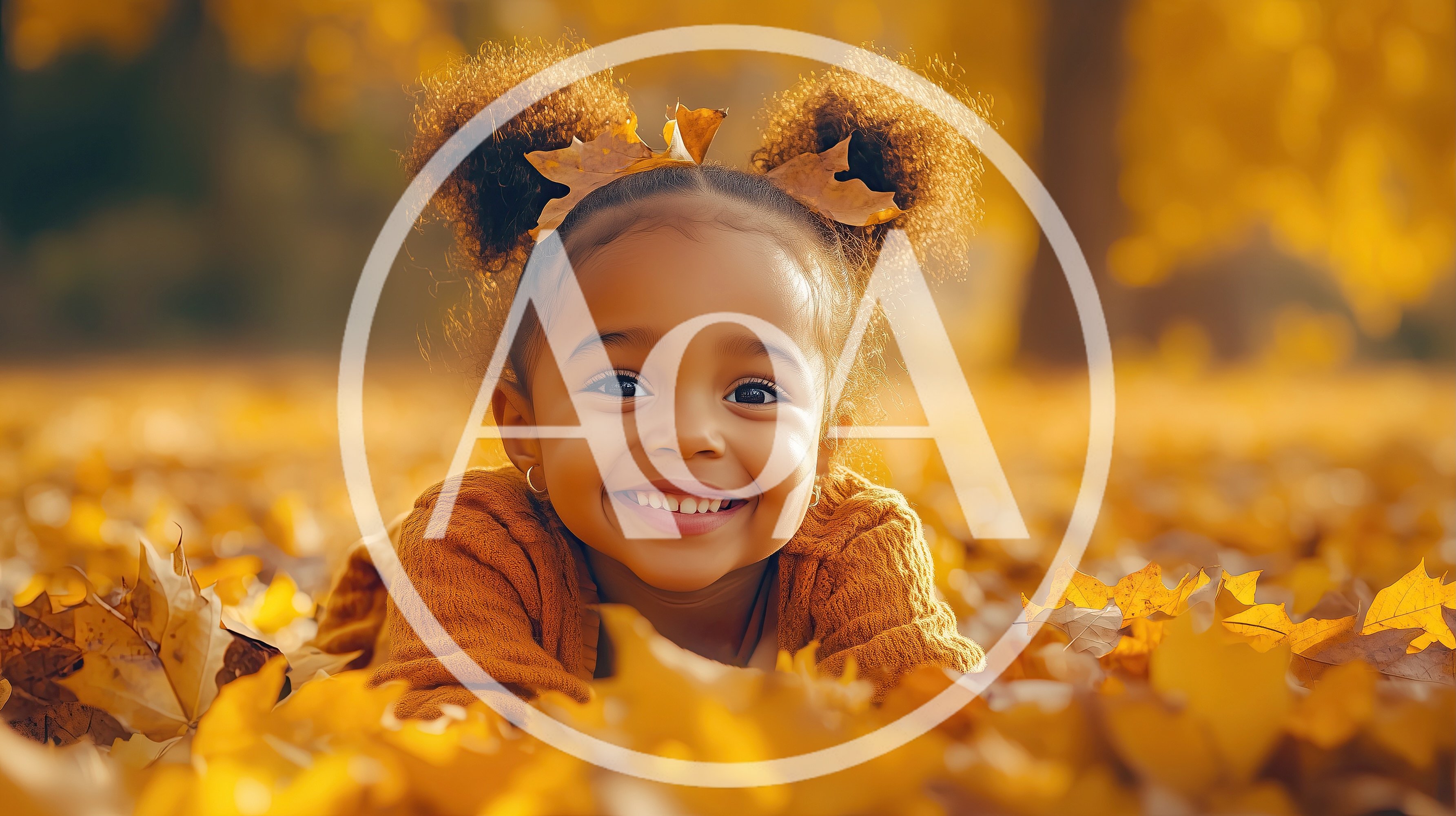 Happy Little Girl Playing In Autumn Leaves