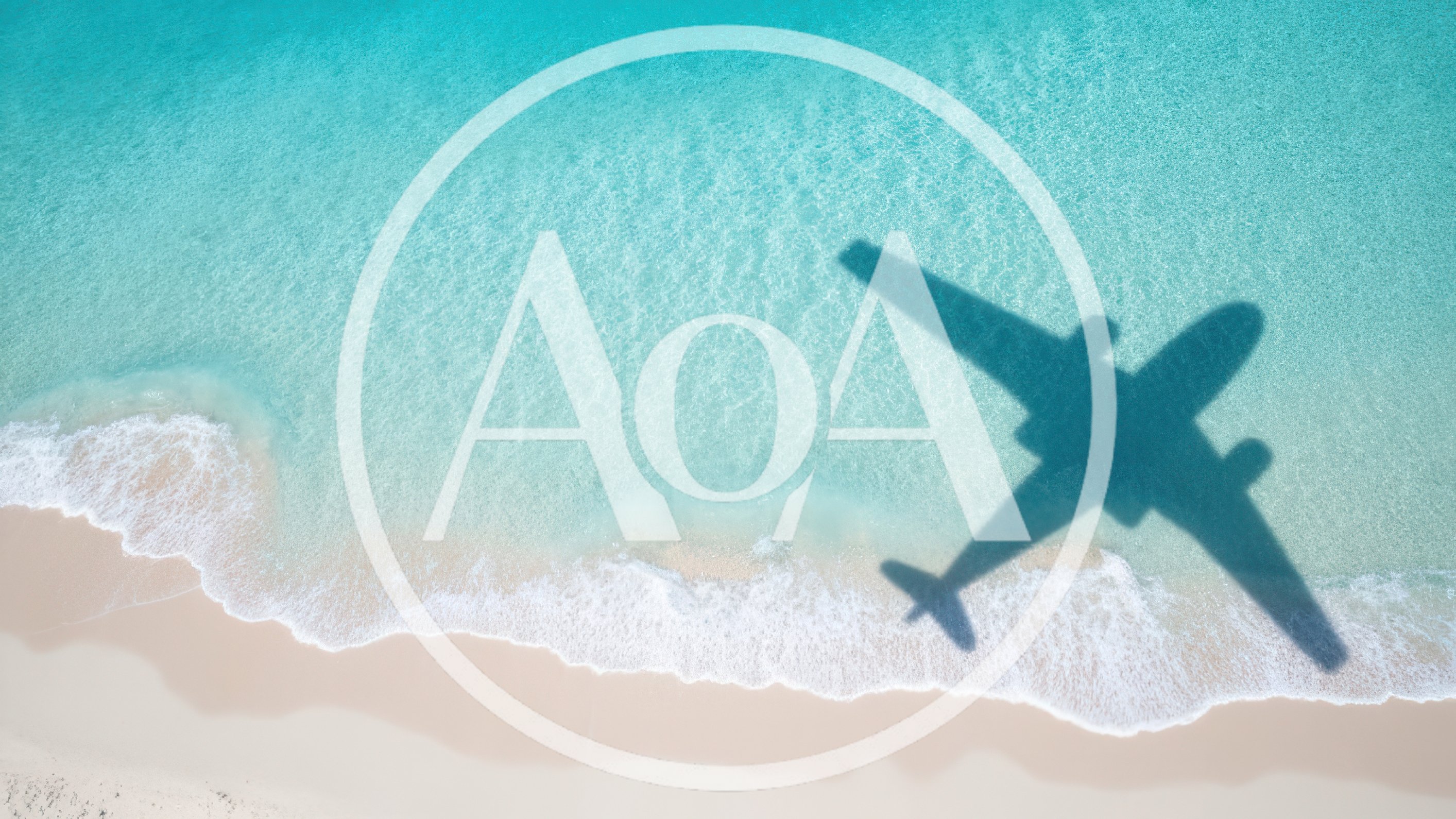 Aerial View Of Airplane Shadow Over Tropical Beach