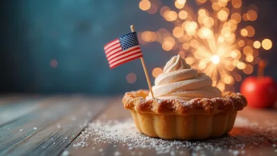 Mini Apple Pie With American Flag And Sparklers