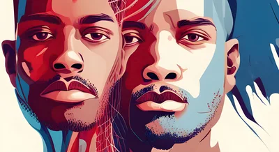 Stylized Digital Portrait Of Two Men