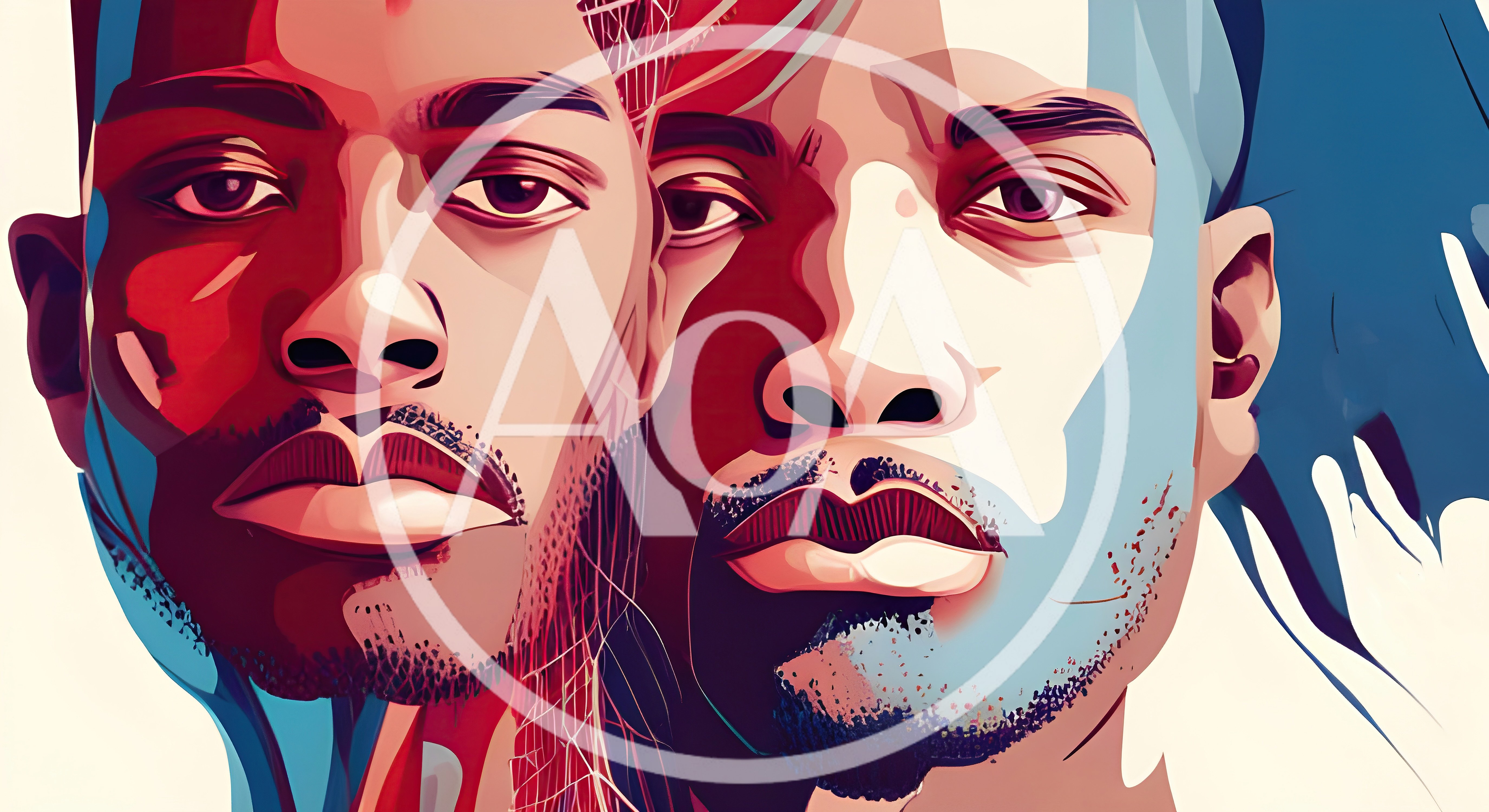 Stylized Digital Portrait Of Two Men
