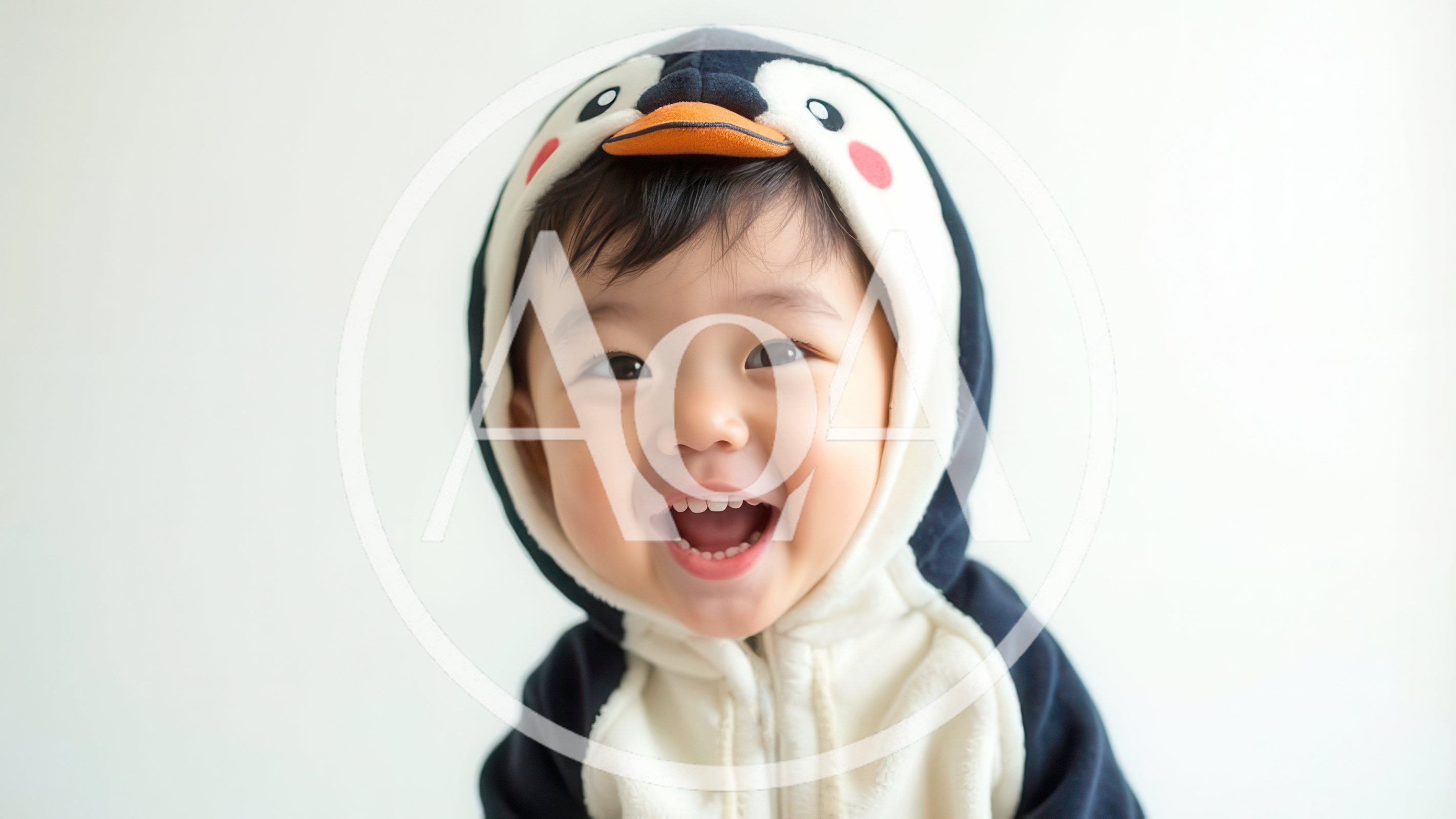 Happy Toddler Wearing A Cute Penguin Costume