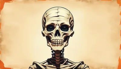 Stylized Human Skeleton Portrait On Vintage Paper Background