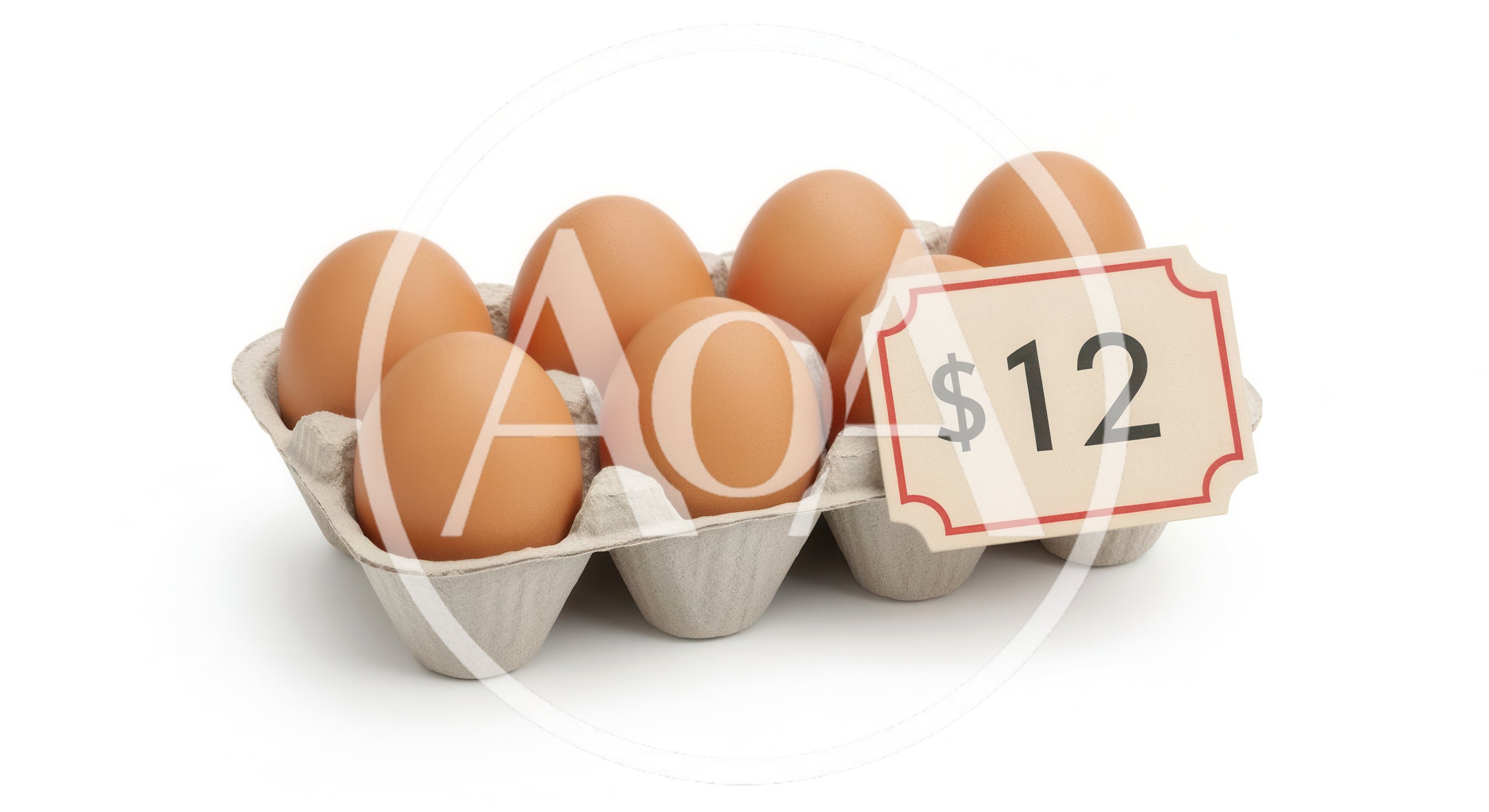 Six Brown Eggs In A Carton With Price Tag