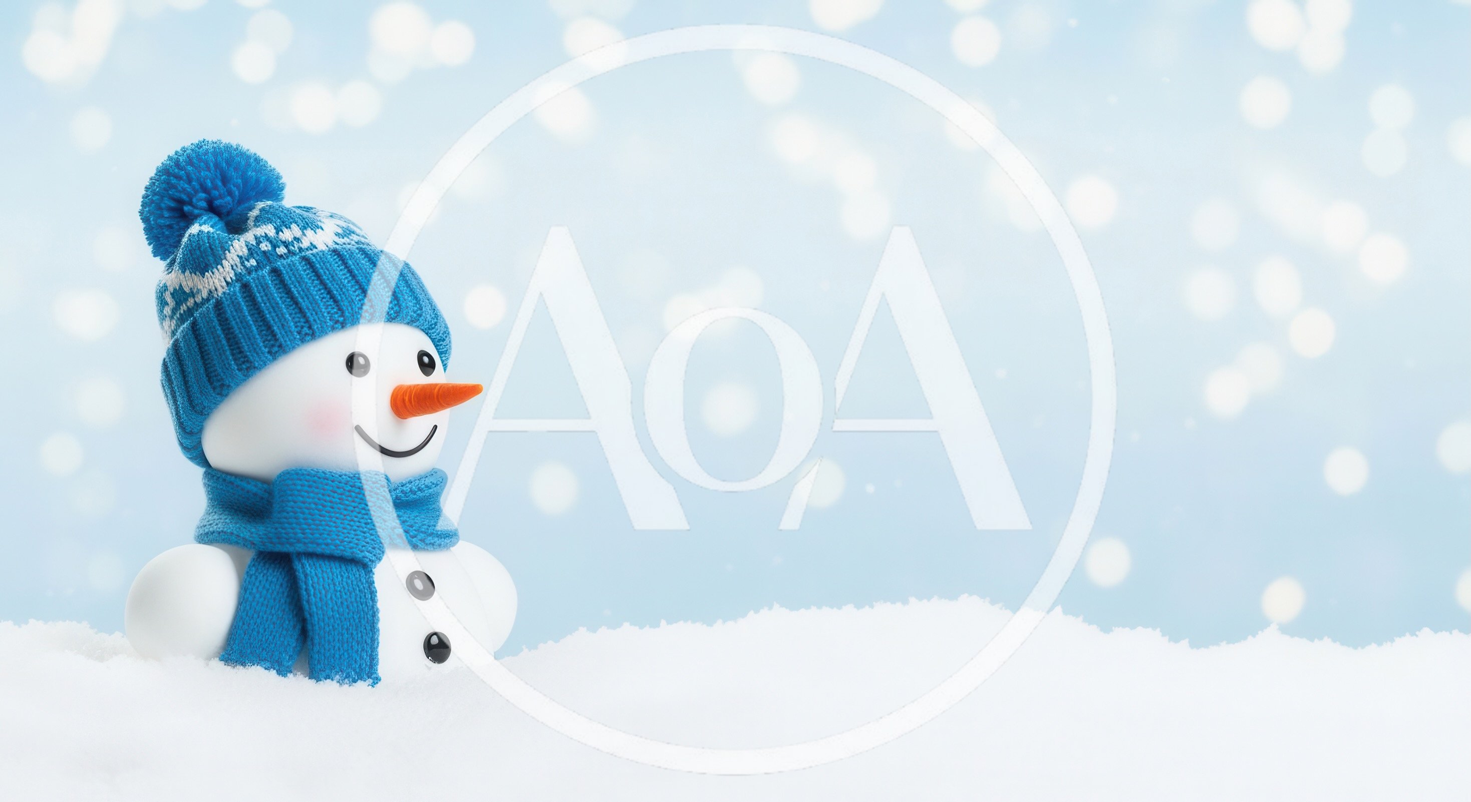 Cute Snowman Wearing Blue Hat And Scarf