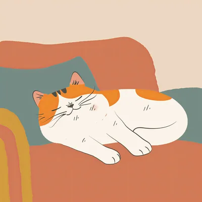 Cute Calico Cat Sleeping On A Cozy Sofa