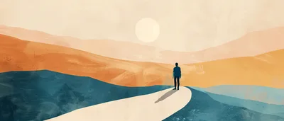 Minimalist Illustration Of A Person Walking On A Path