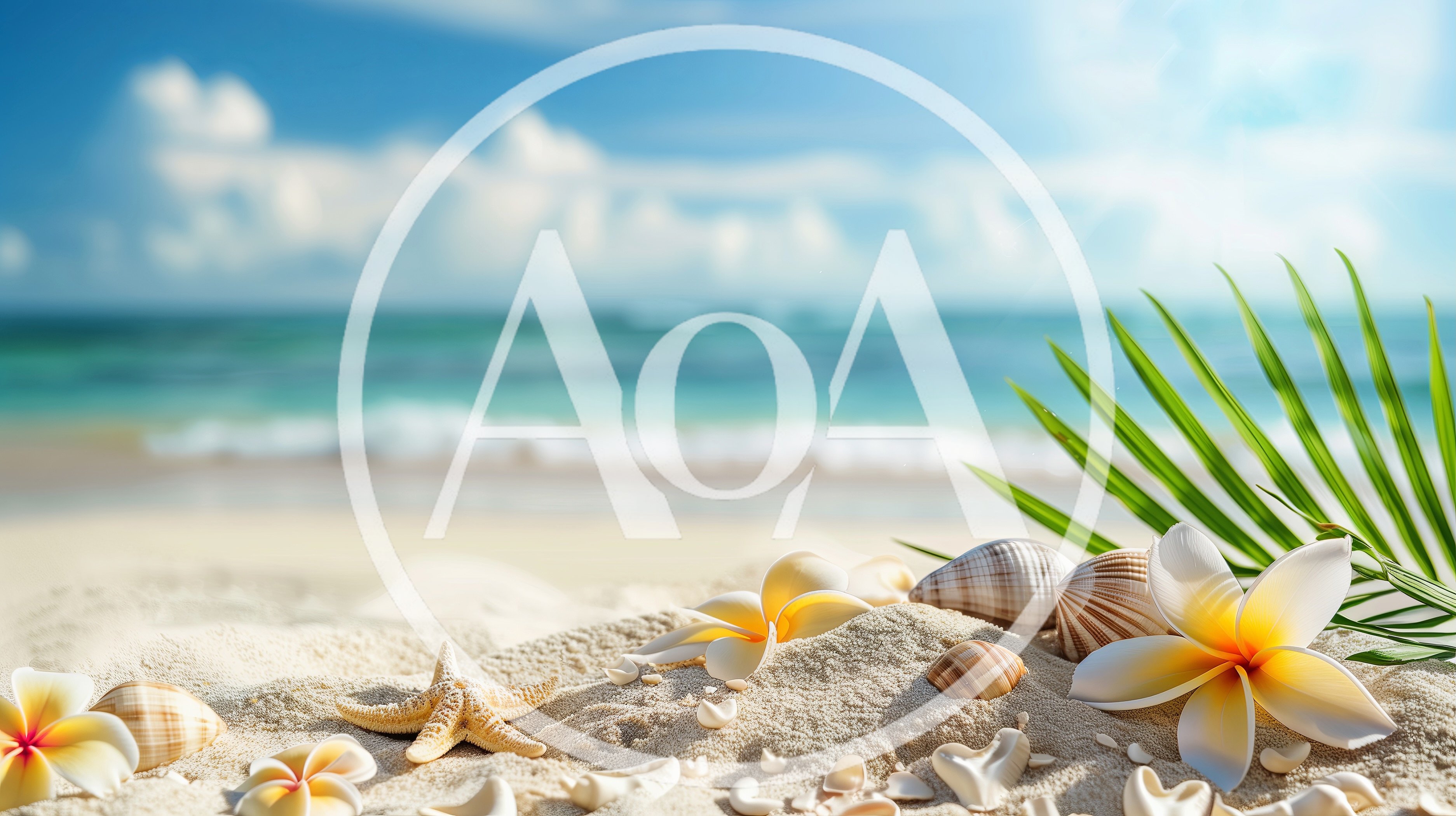 Tropical Beach Scene With Plumeria Flowers And Seashells