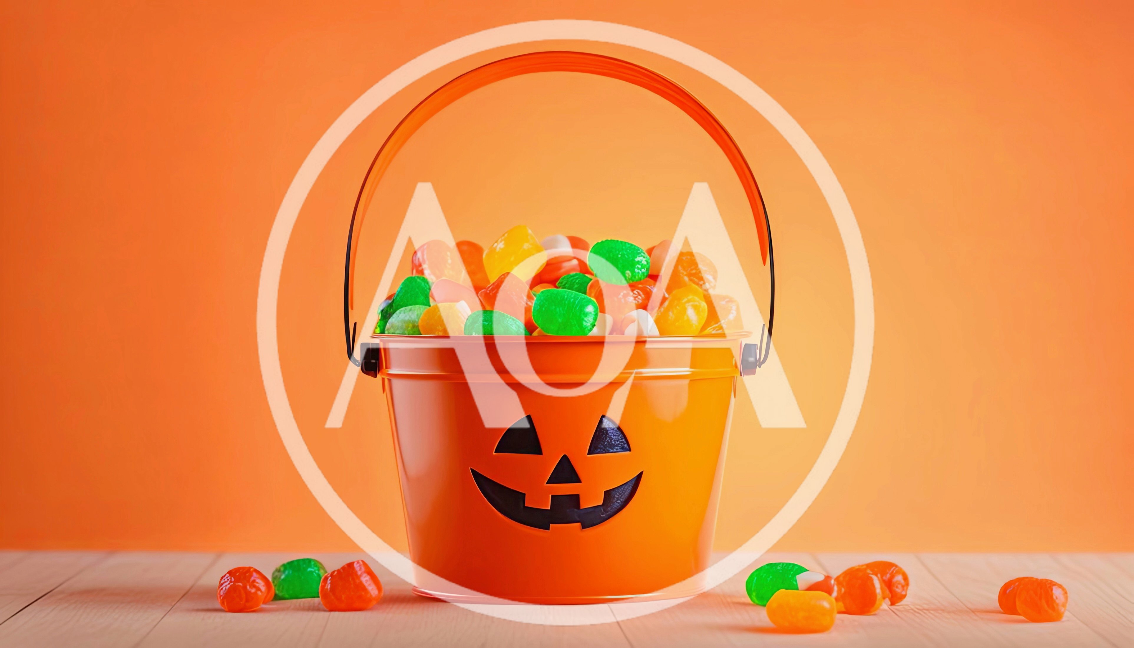 Orange Halloween Jack O Lantern Bucket Filled With Candy