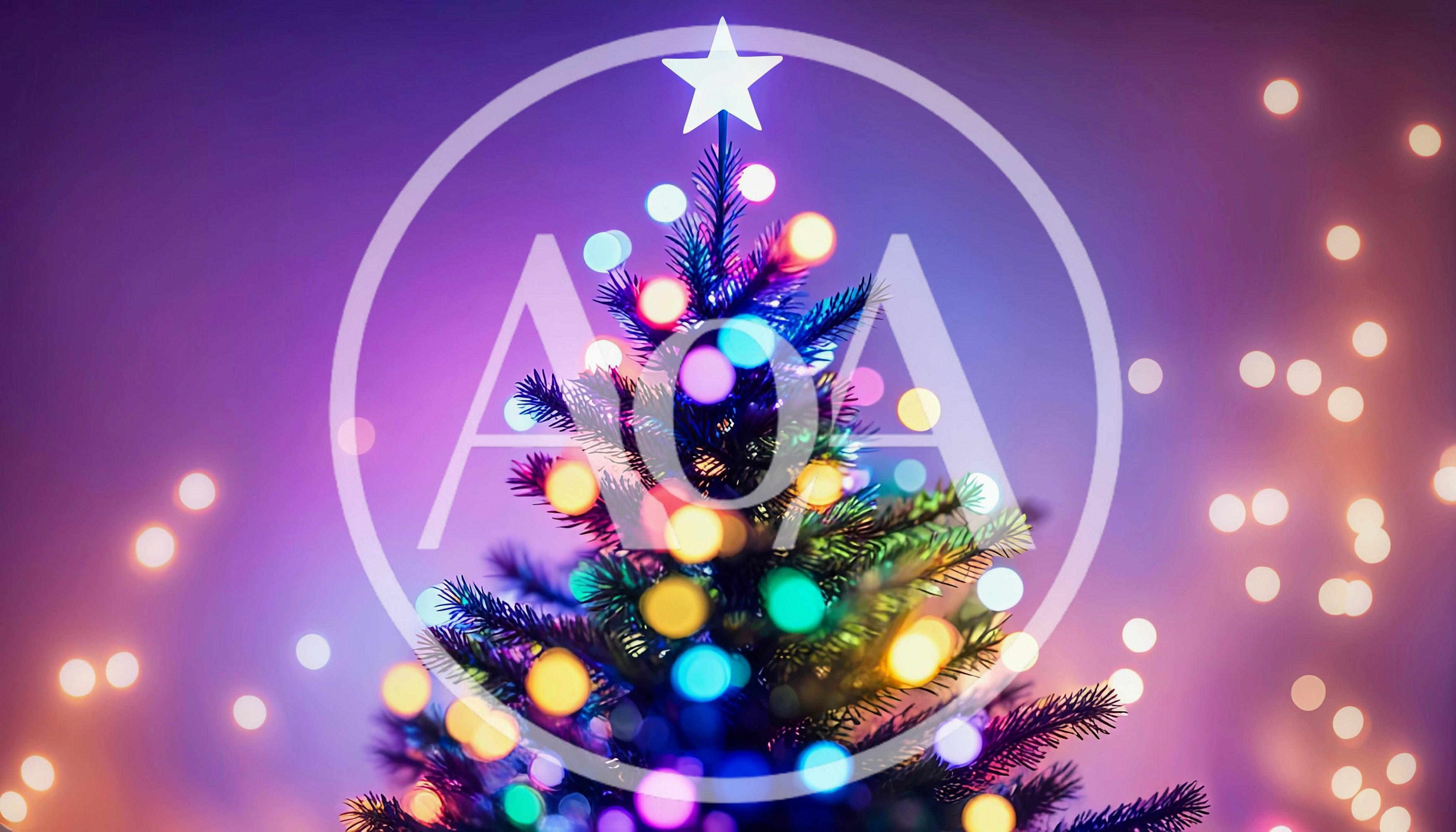 Glowing Christmas Tree With Colorful Bokeh Lights