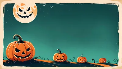 Halloween Background With Jack O Lanterns And Spooky Moon