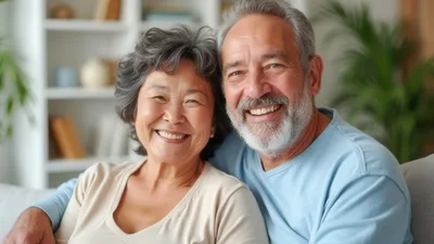 Happy Senior Couple Smiling Together At Home
