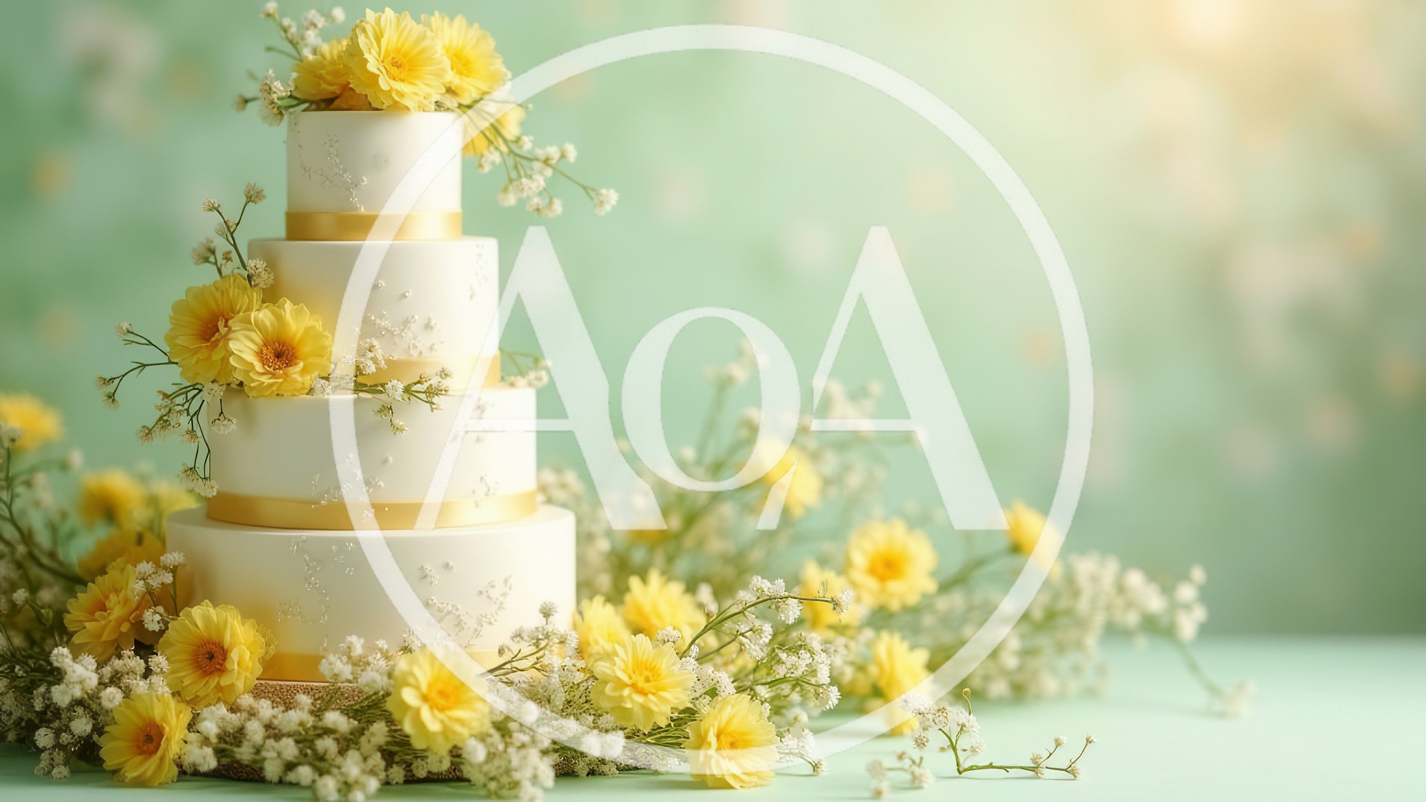 Four Tier Wedding Cake Decorated With Yellow Flowers
