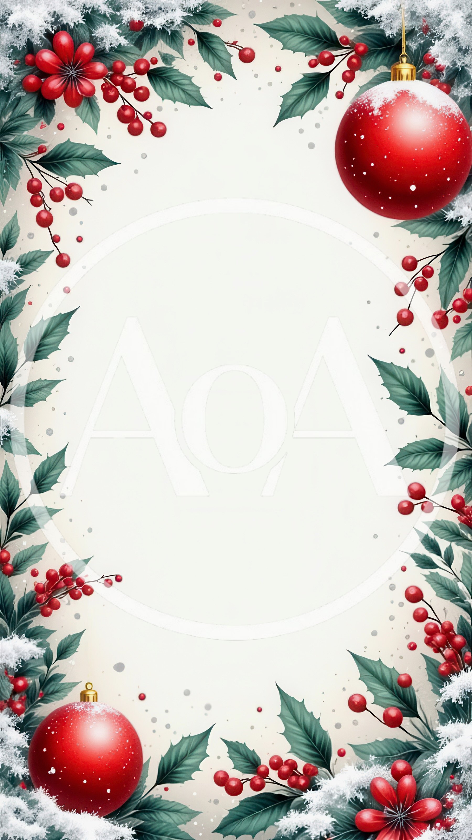 Christmas Holiday Border With Red Ornaments And Holly