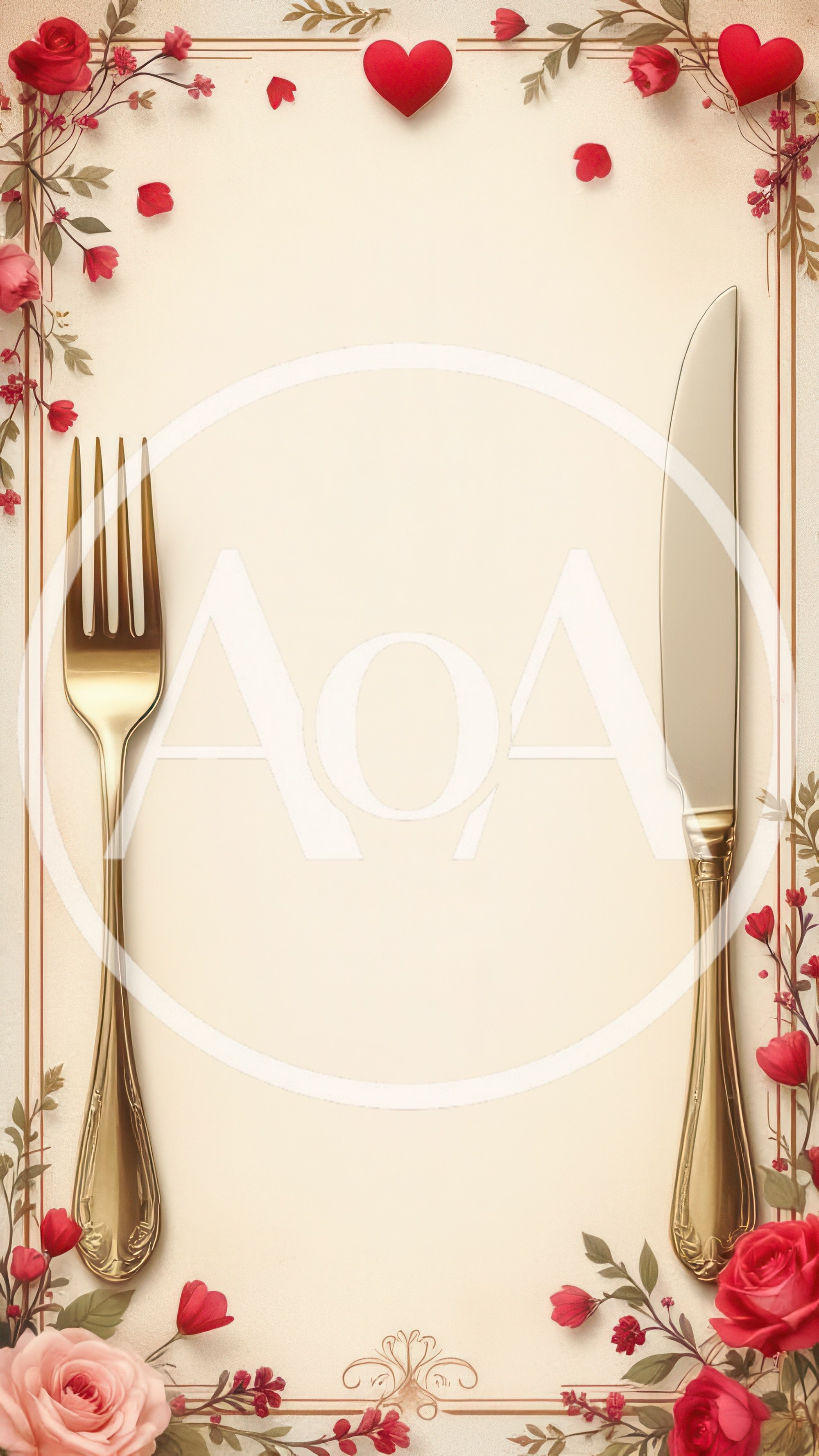 Elegant Valentine Day Menu Template With Cutlery