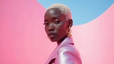 Portrait Of A Stylish Woman With Short Blonde Hair