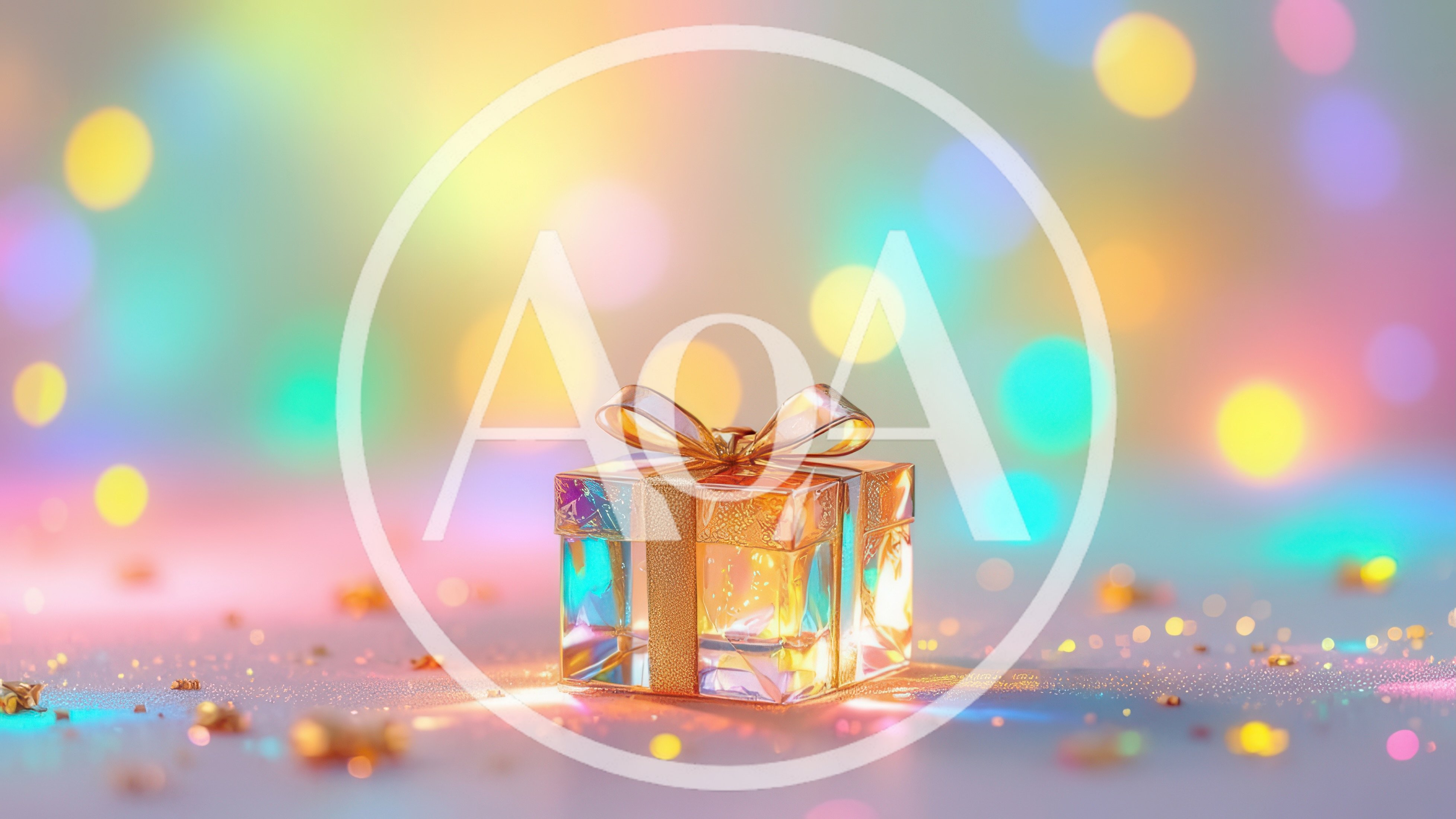 Iridescent Gift Box With Gold Ribbon