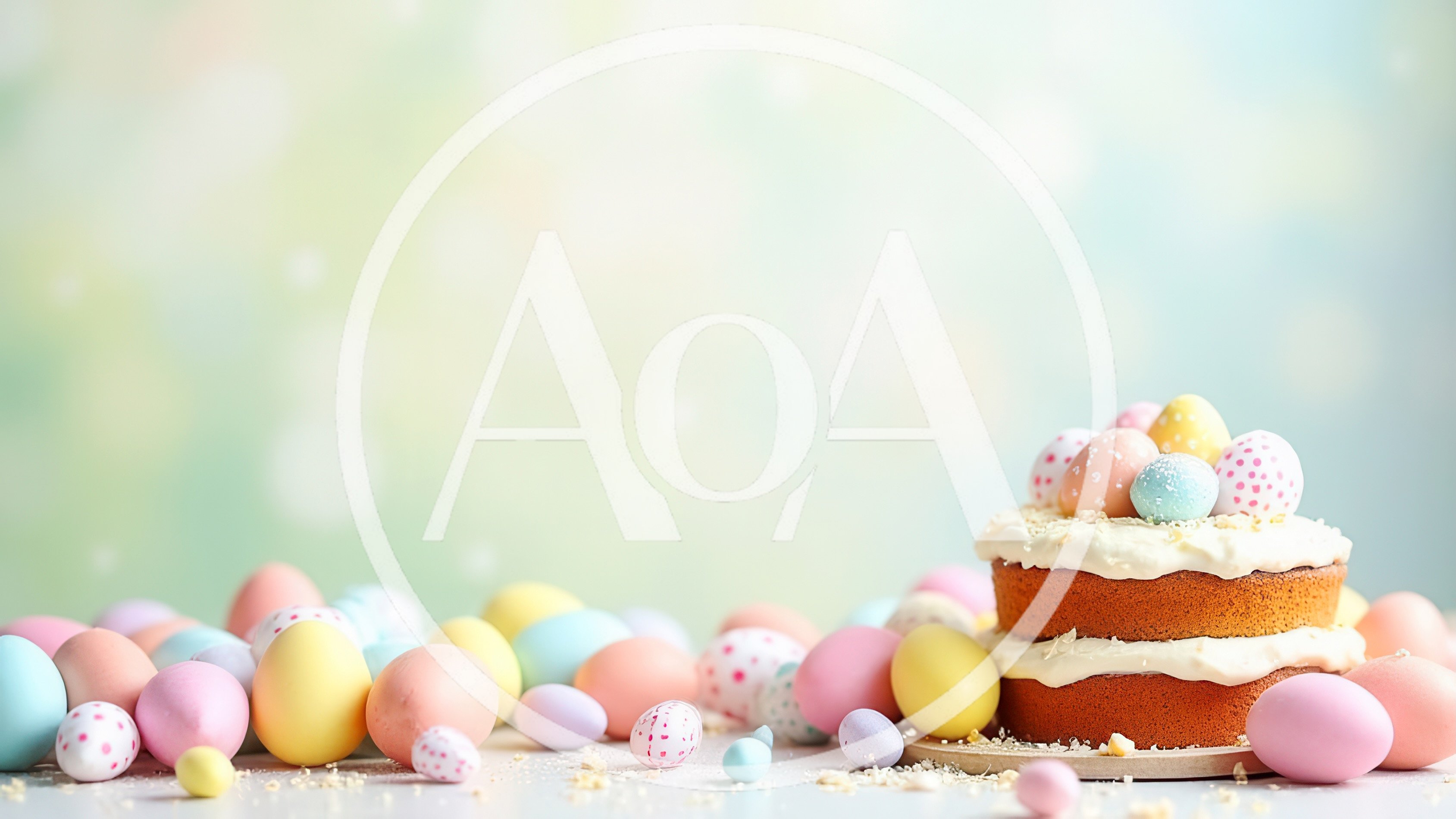 Easter Cake Decorated With Colorful Eggs