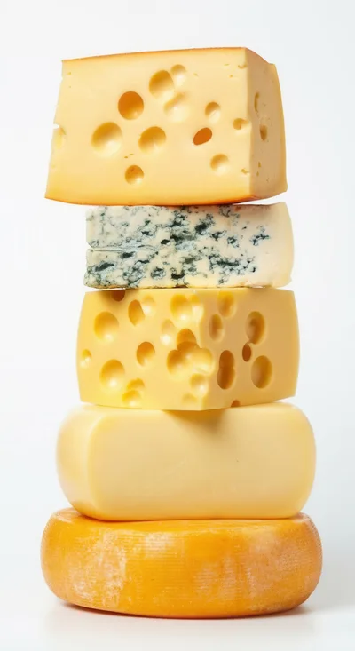 Stack of Assorted Gourmet Cheese Varieties