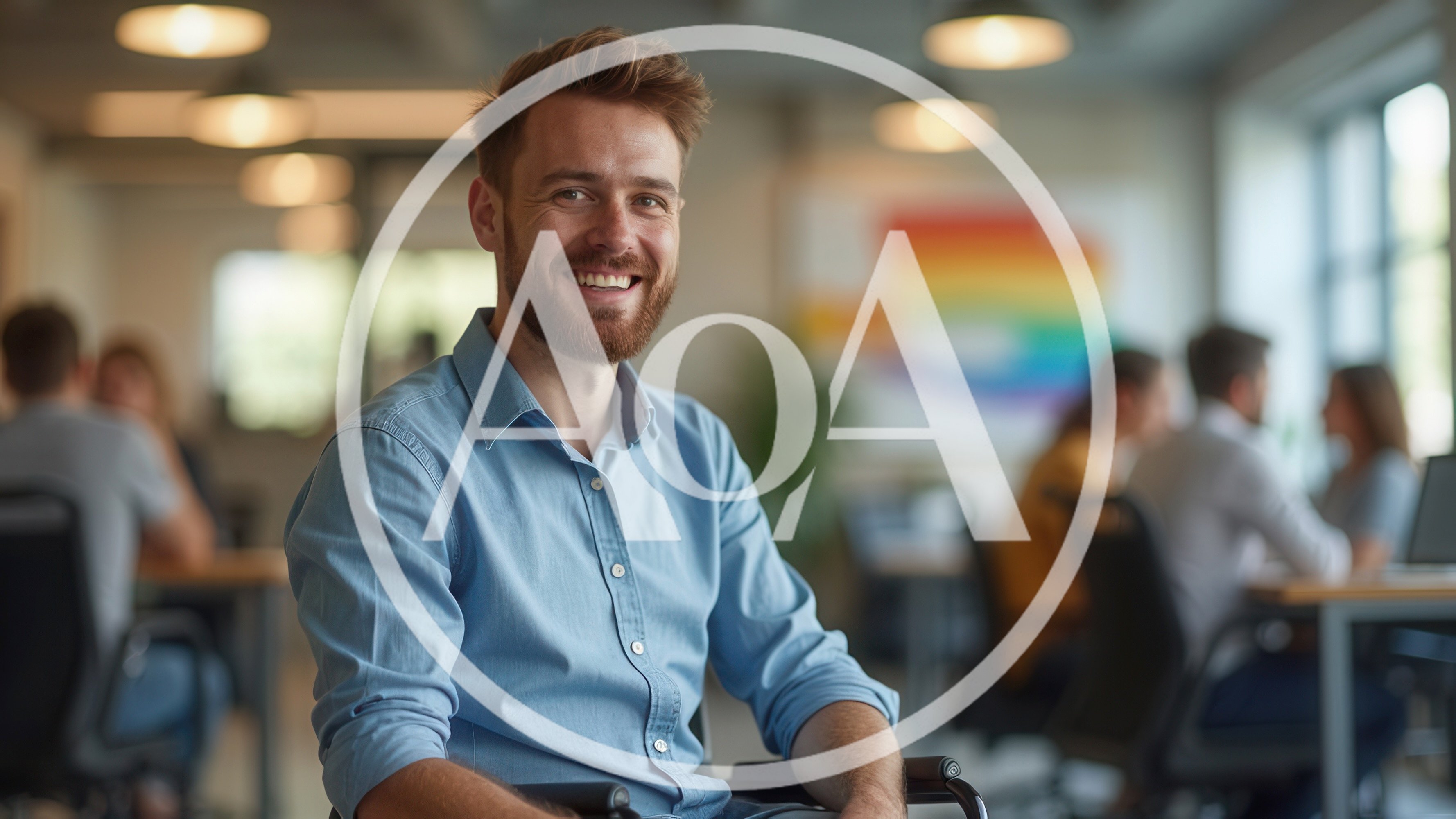 Smiling Man In Wheelchair Working In Modern Office