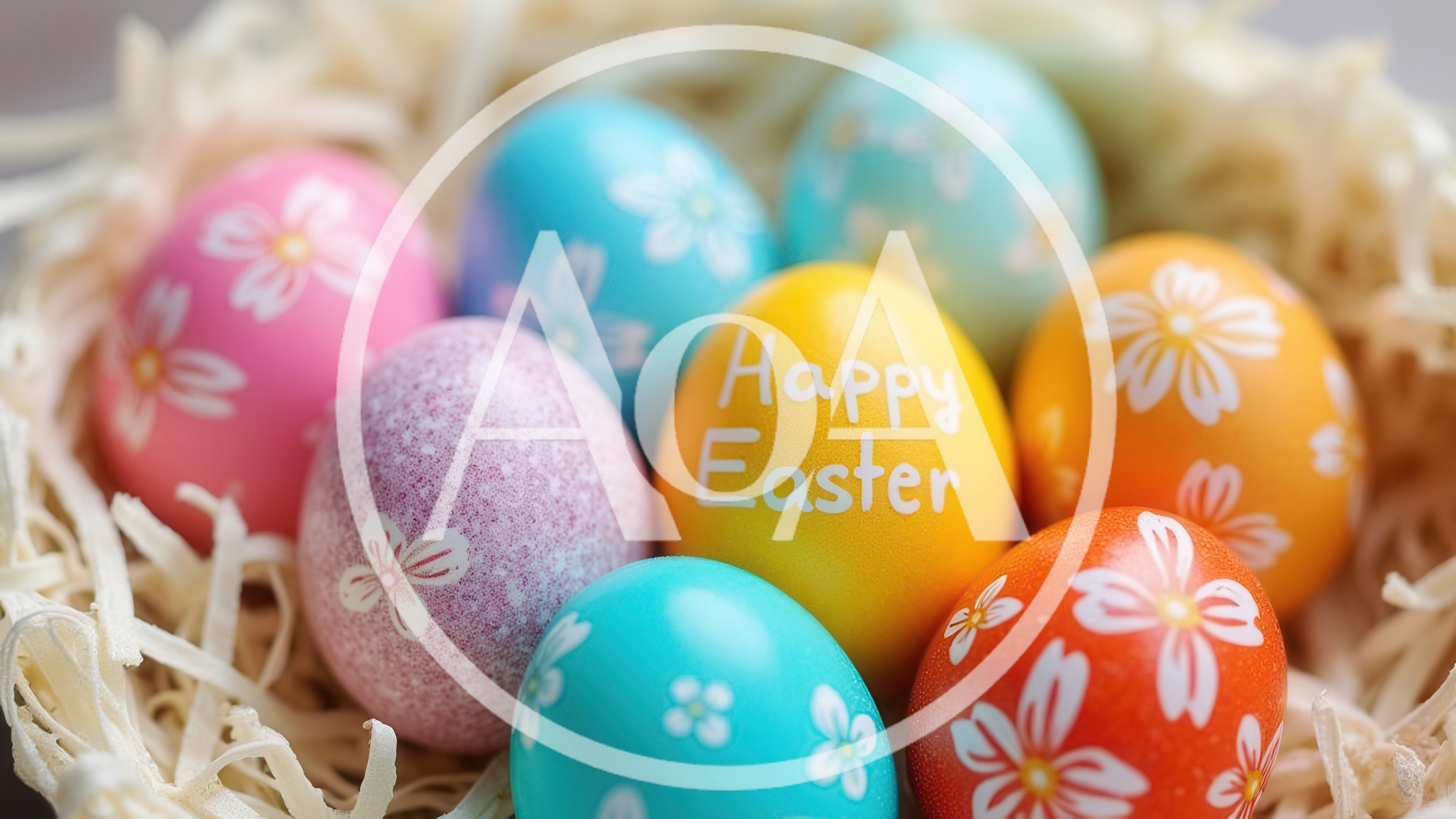 Colorful Easter Eggs Decorated With Flowers In A Nest