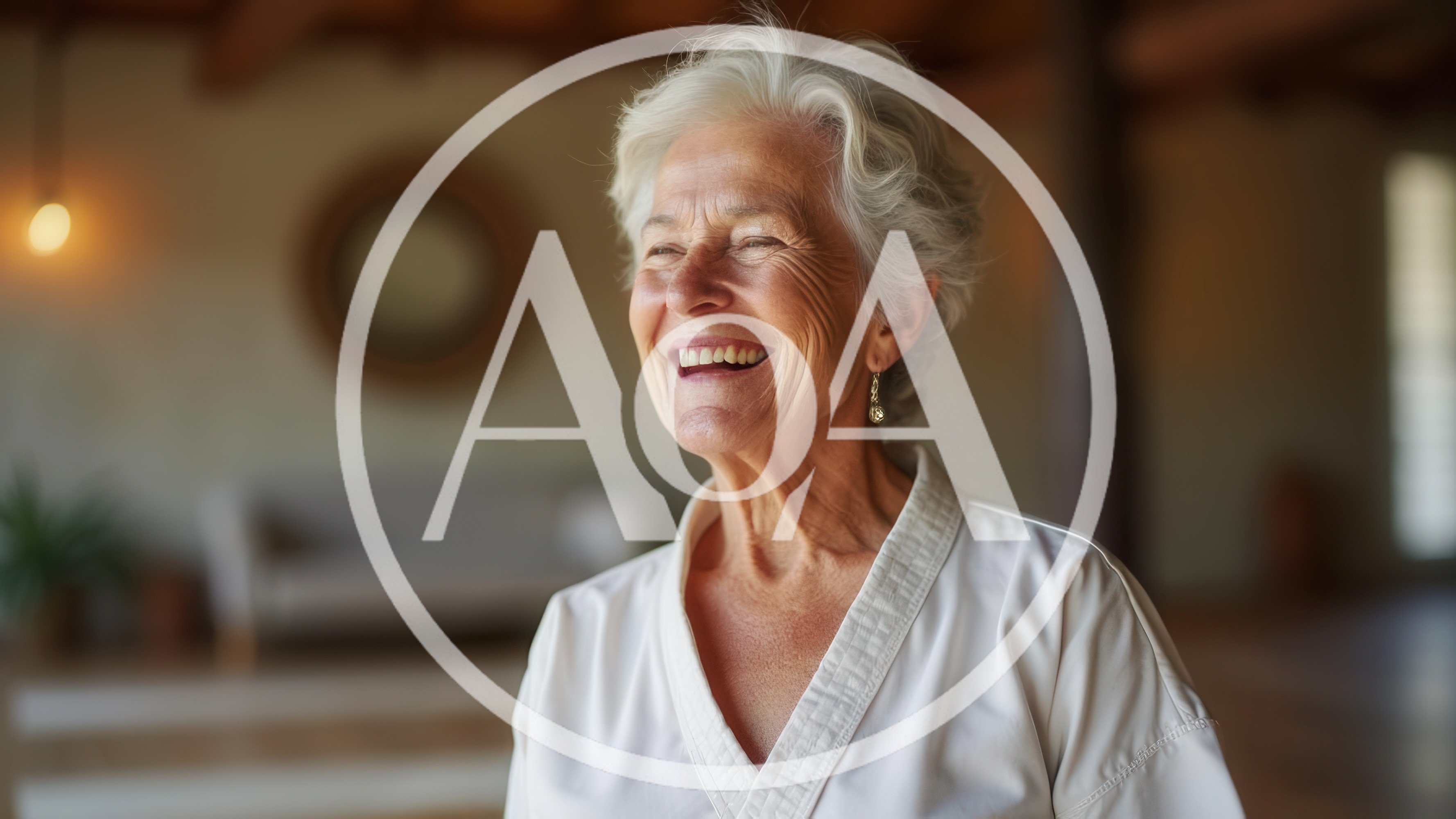 Happy Senior Woman Laughing In A Bright Living Room